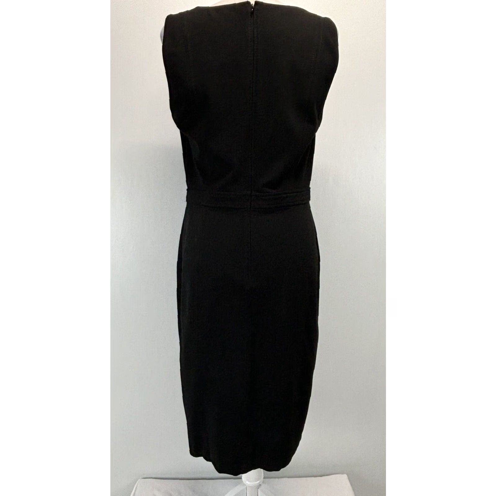 Talbots VINTAGE Talbots Sheath Dress 10 Black Sleeveless Pencil Knee Length Womens Size L / US 10 / IT 46 - 3 Thumbnail