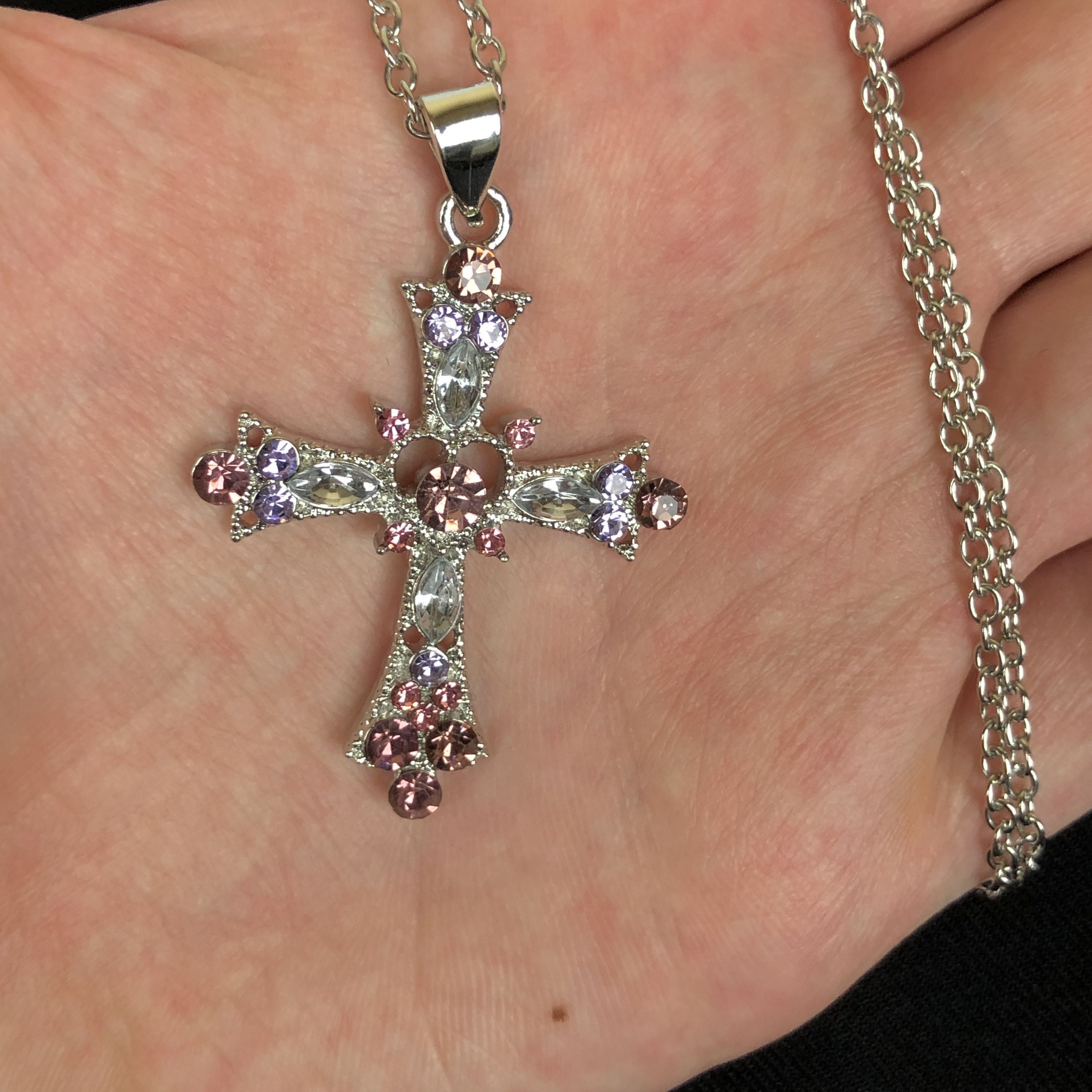 Jewelry Y2K Cross Necklace Punk Gothic Crystal Chain Size ONE SIZE - 7 Thumbnail