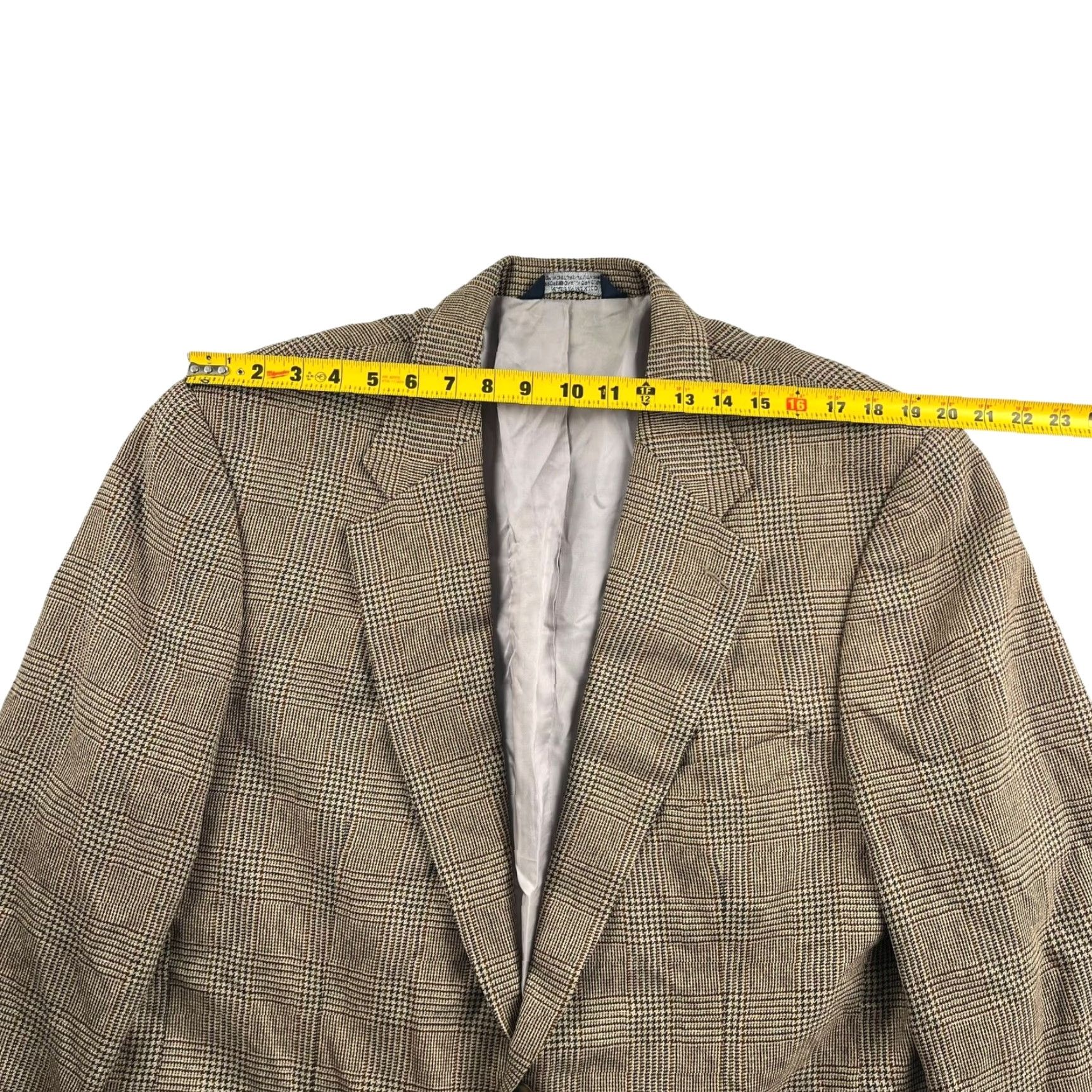 Lands' End Lands' End Blazer Men 46L Brown Wool Silk Nylon Plaid Two-Button Notch Single-Vented Size 46R - 7 Thumbnail