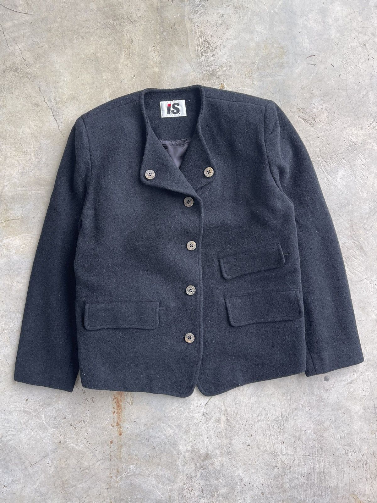 Issey Miyake × Vintage 80s Issey Miyake Wool V collared coat jacket Size M / US 6-8 / IT 42-44 - 1 Thumbnail