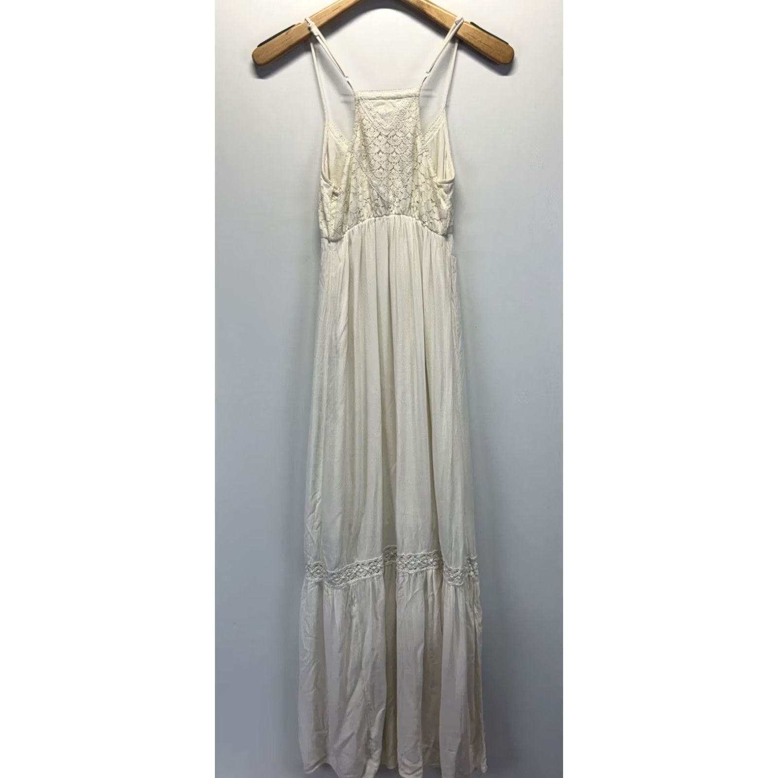 Mossimo VINTAGE Mossimo Supply Co XS Boho Maxi Dress Crochet Style Sundress Summer Festival Women XS Ivory Rayon Long Boho Maxi Dress Womens Size XS / US 0-2 / IT 36-38 - 4 Thumbnail