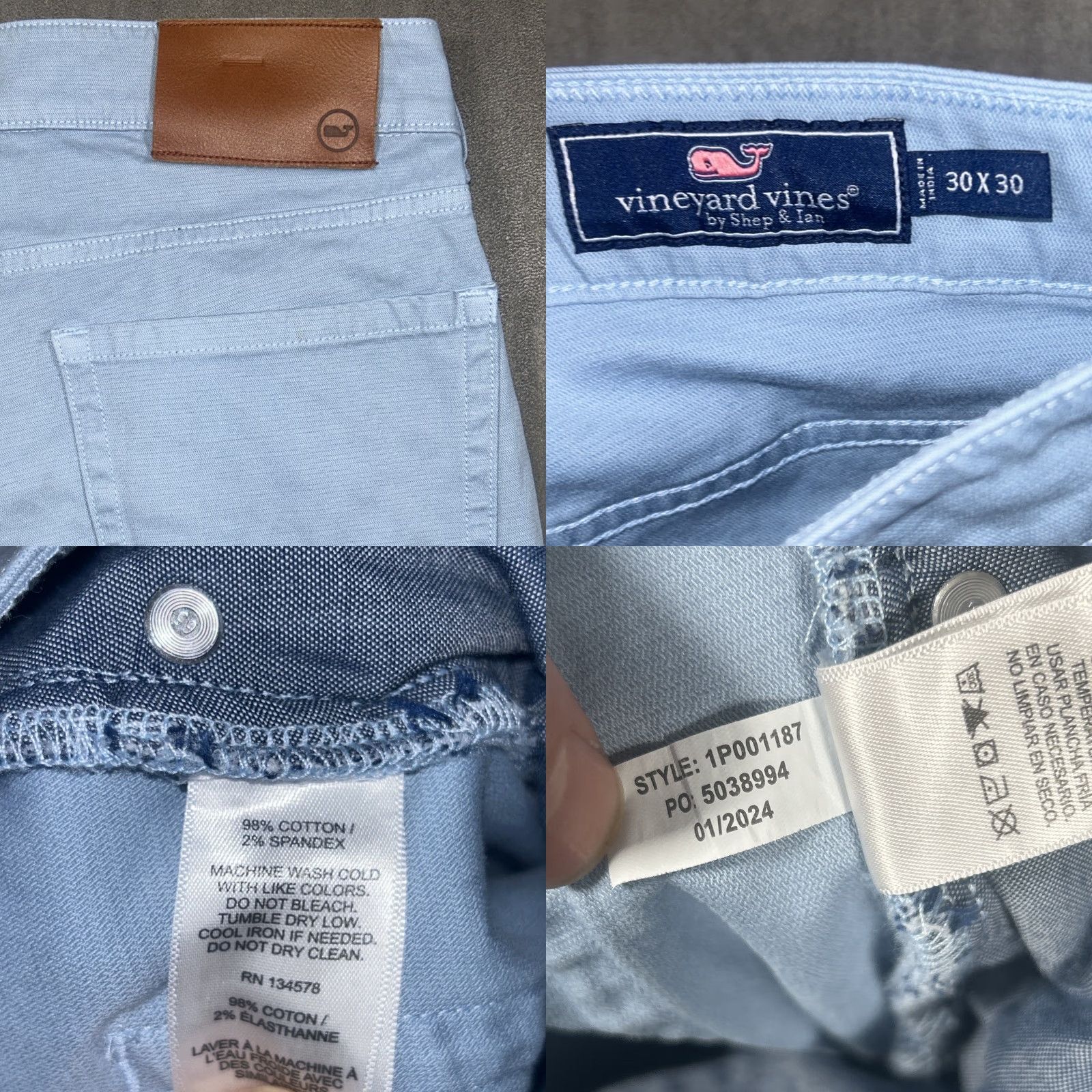 Vineyard Vines Vineyard Vines Pants Mens 30x30 Khaki Stretch 5-Pocket Twill Light Blue Size US 30 / EU 46 - 8 Thumbnail