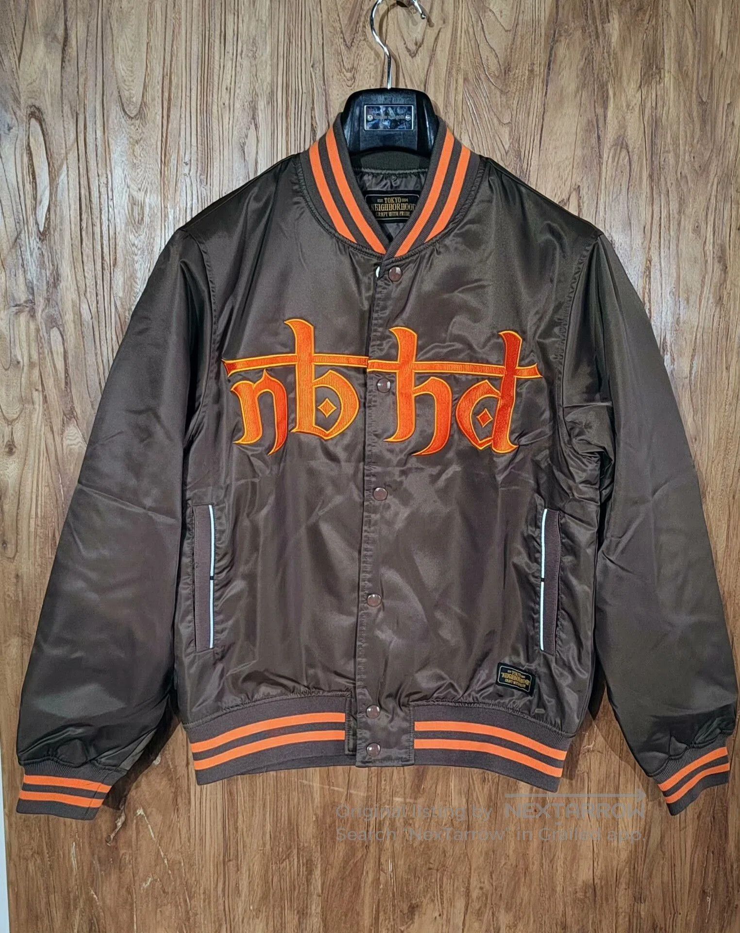 Neighborhood Baseball Jacket in Brown.