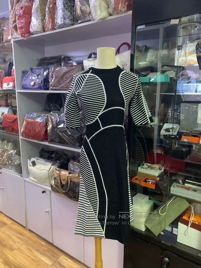 Versace Versace Black and white striped wool knitted mid-sleeve dr Size M / US 6-8 / IT 42-44 - 1 Thumbnail