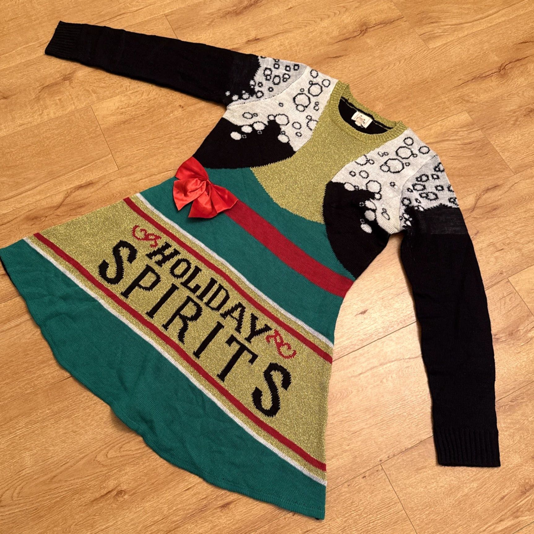 Vintage Womens Christmas Sparkle Spirits Holiday Party Long Sleeve Knit Sweater Dress XL Size XL / US 12-14 / IT 48-50 - 2 Thumbnail