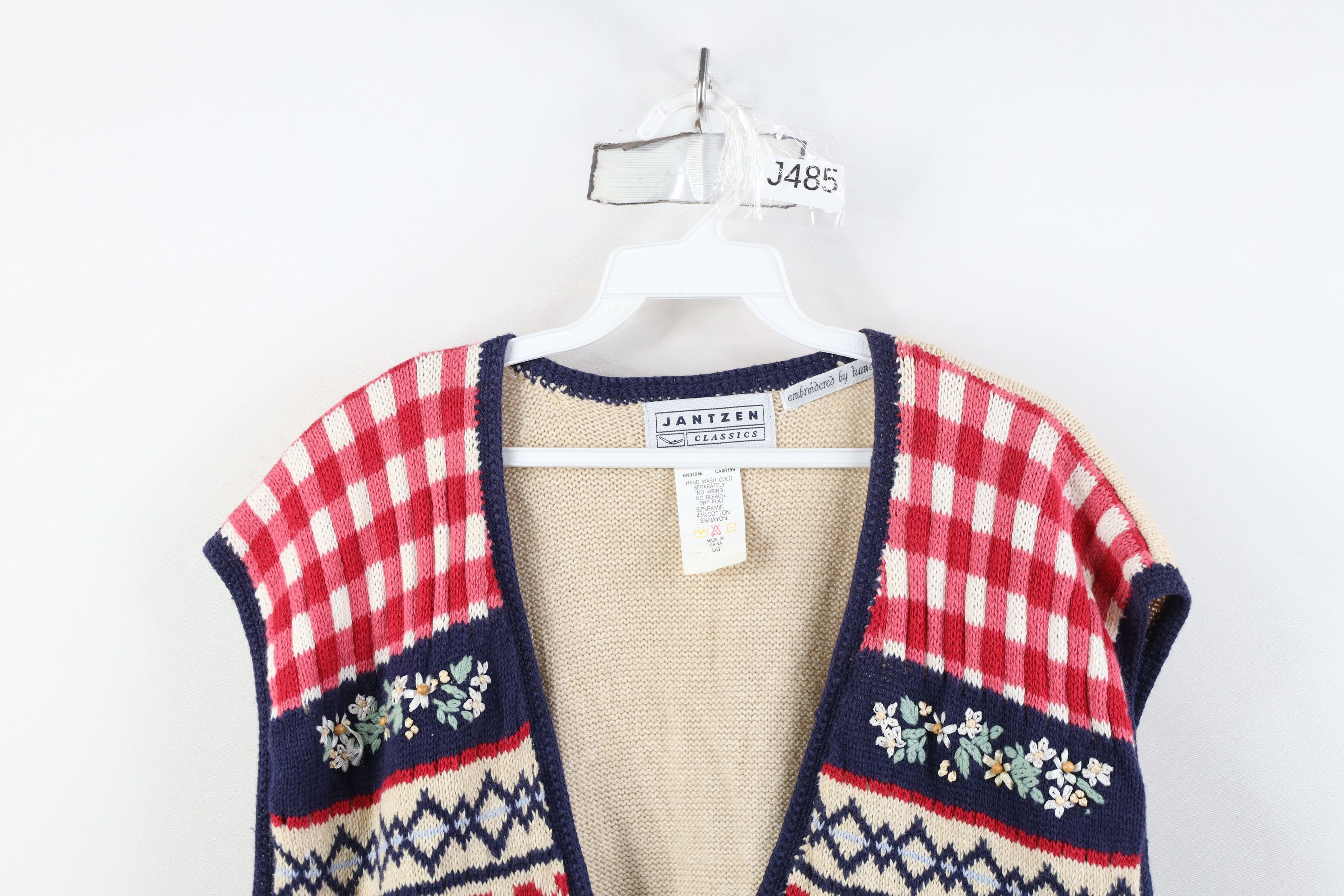 Vintage Vintage 90s Country Primitive Embroidered Sweater Vest Size L / US 10 / IT 46 - 2 Thumbnail