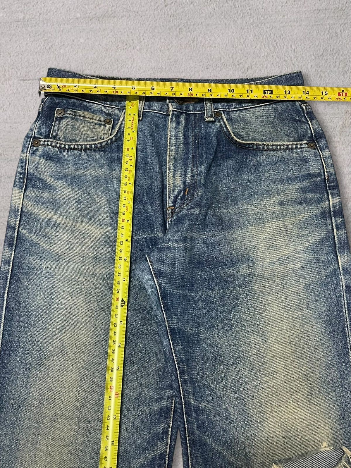 Edwin Vintage Edwin 503 Bootcut Distressed Blue Wash Bleach Jeans Size 29" - 13 Thumbnail