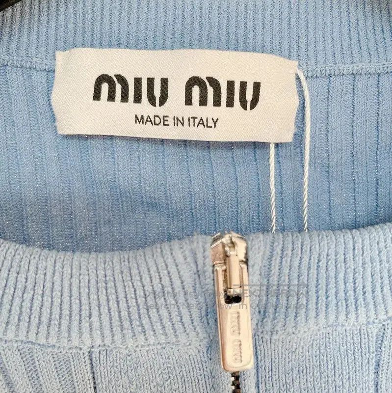Miu Miu Miu Miu Blue Ribbed Long Sleeve Sweater . Size L / US 10 / IT 46 - 4 Thumbnail