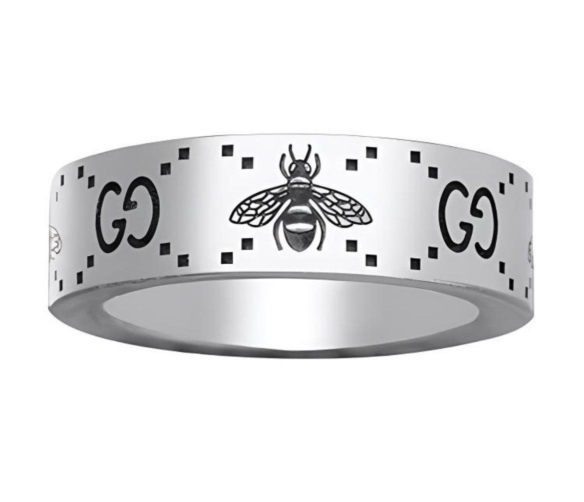 Gucci Gucci GG Signature Bee Engraved Wide Ring Silver 925 Size ONE SIZE - 2 Thumbnail