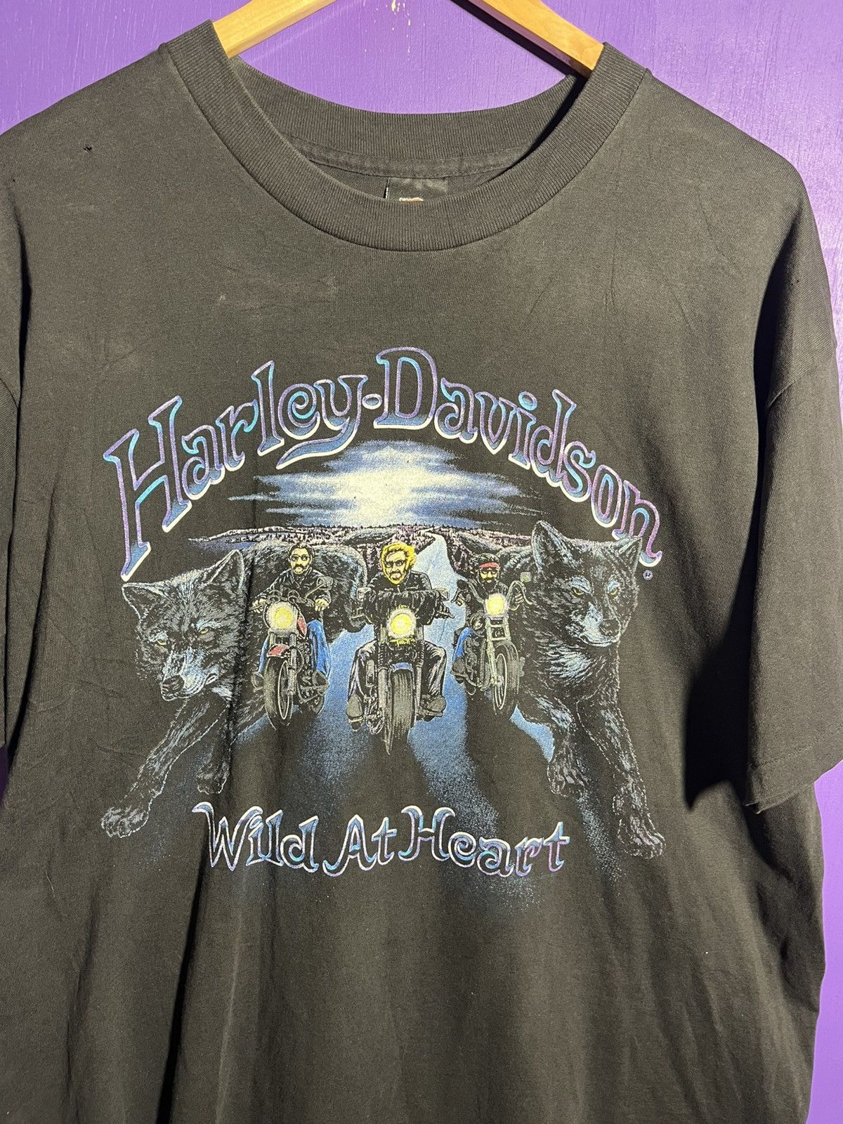 Harley Davidson Vintage 90s Harley Davidson wild at heart purple logo tee Size US XL / EU 56 / 4 - 3 Thumbnail