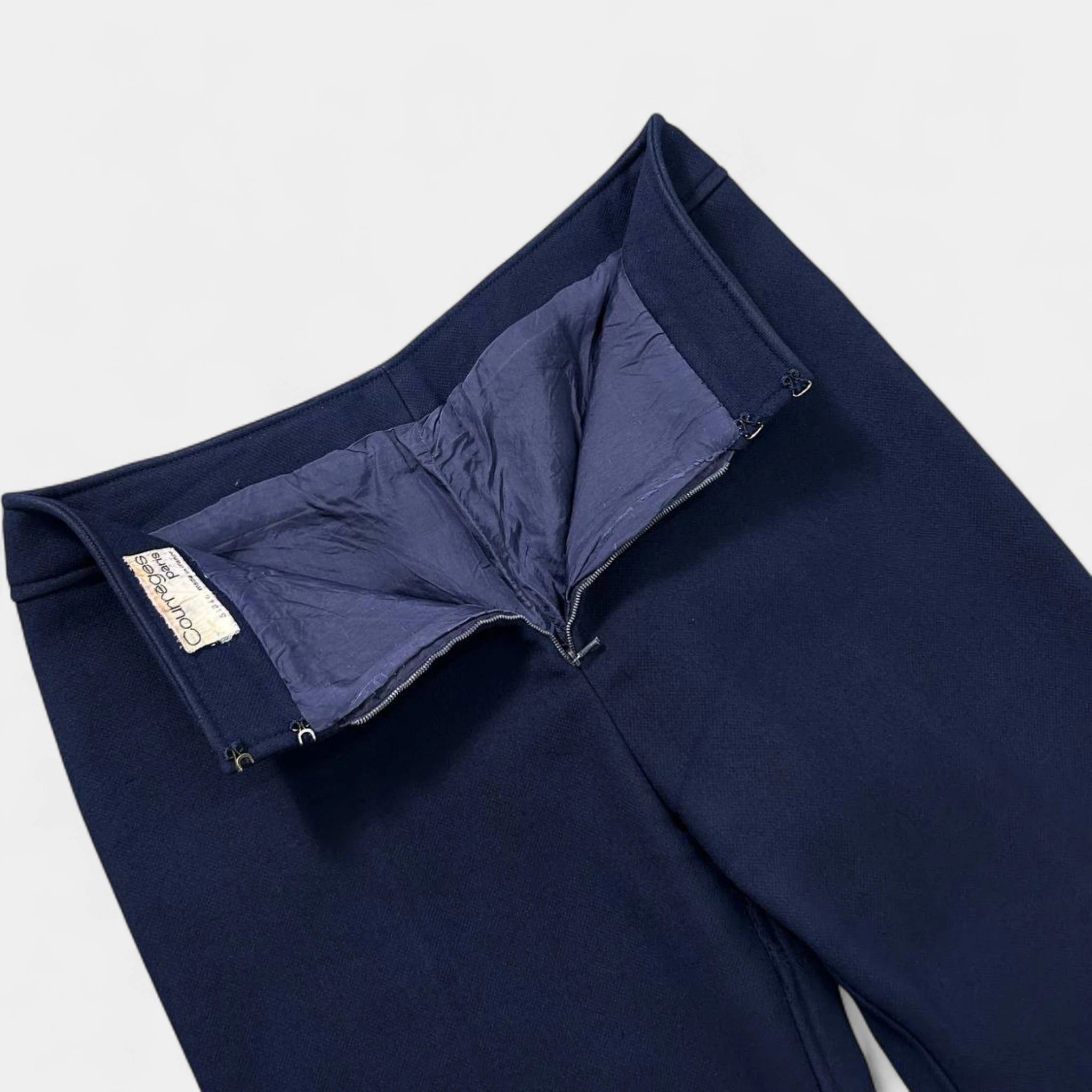 Courreges Courreges Paris Vintage Wide Leg Wool Navy Pants Size 26" / US 2 / IT 38 - 5 Thumbnail
