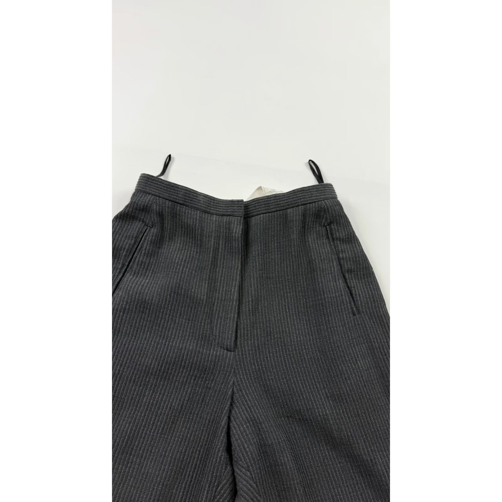 Donna Karan Essentials Dress Pants Womens 2 Gray Wool Blend Ribbed Textured Made in Italy