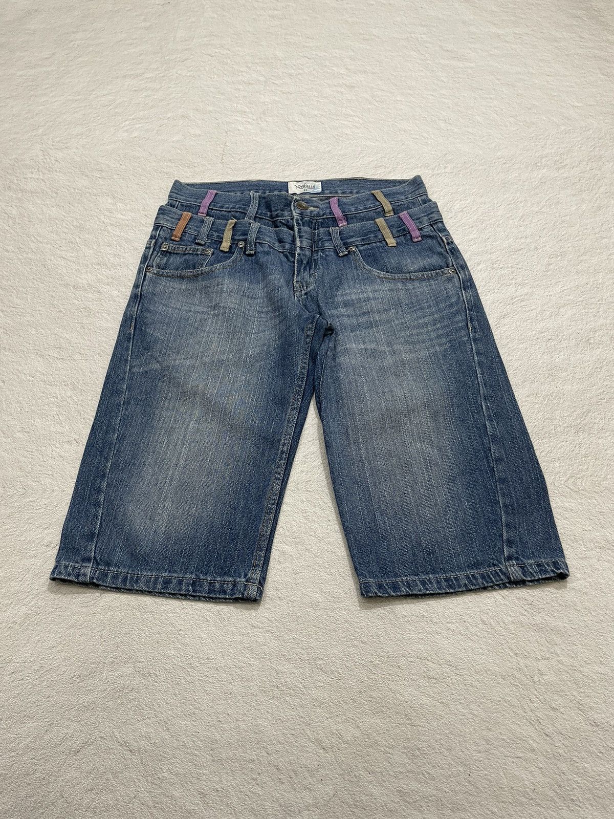 2000s Nylaus Jorts Denim Double Waist Wash Jeans Y2K LGB