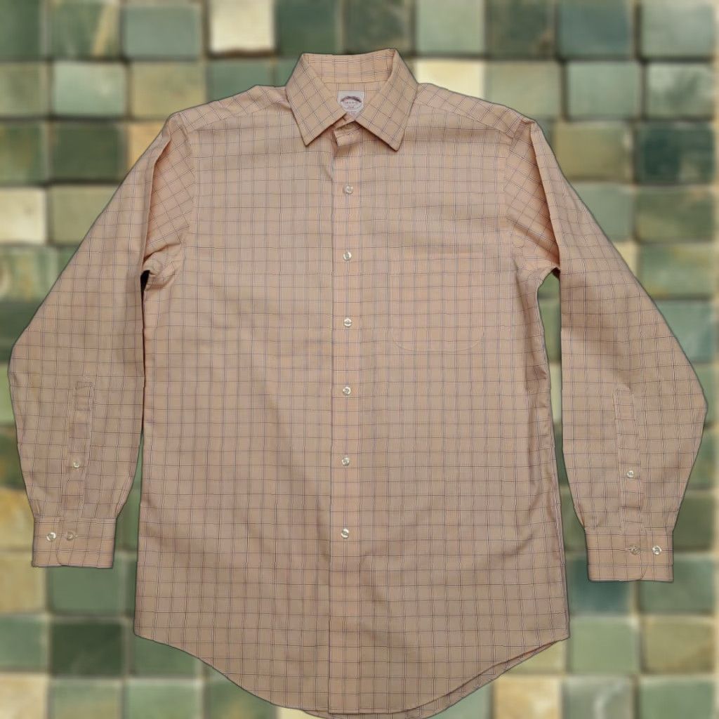 Brooks Brothers Brooks Brothers Shirt 14.5 Pink Plaid Long Sleeve Cotton Non-Iron Dress Mens Size 40R - 1 Thumbnail