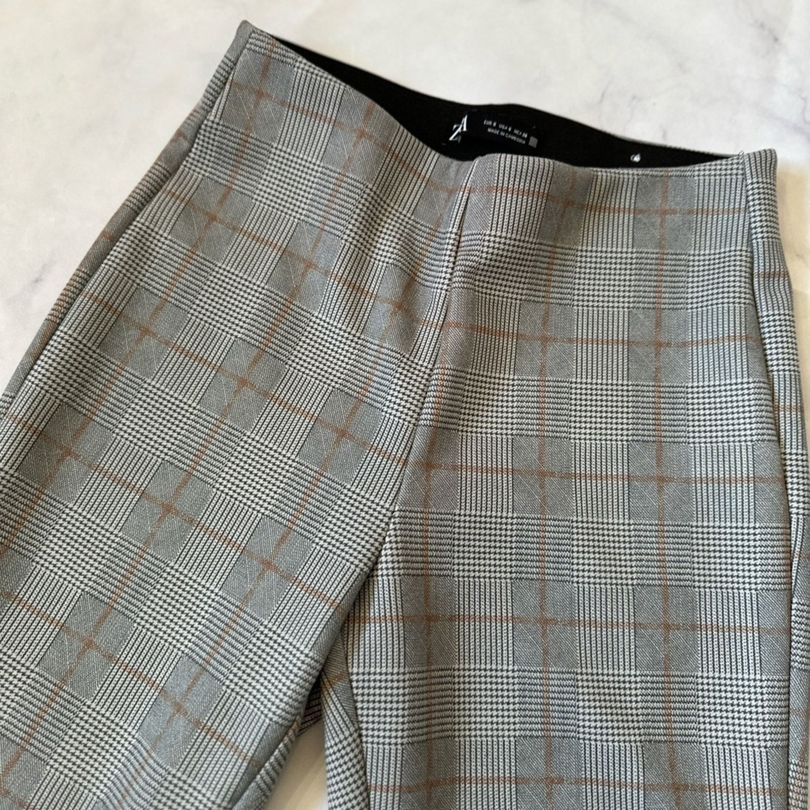 Zara Zara Checkered Mid Rise Leggings Size 27" / US 4 / IT 40 - 6 Thumbnail