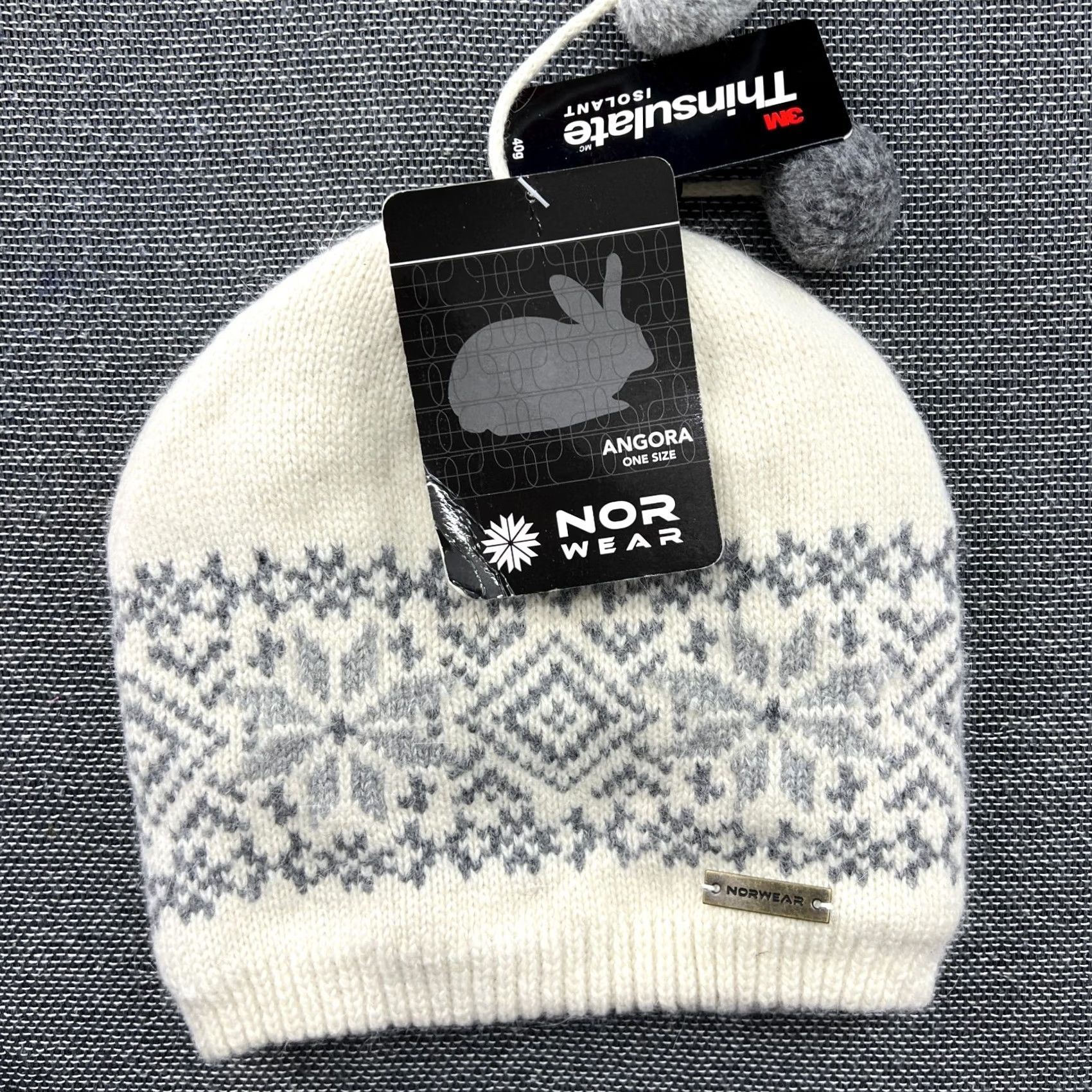 Vintage NORWEAR Womens Beanie Hat One Size Wool Angora Insulated Fair Isle White Thermal Size ONE SIZE - 3 Thumbnail