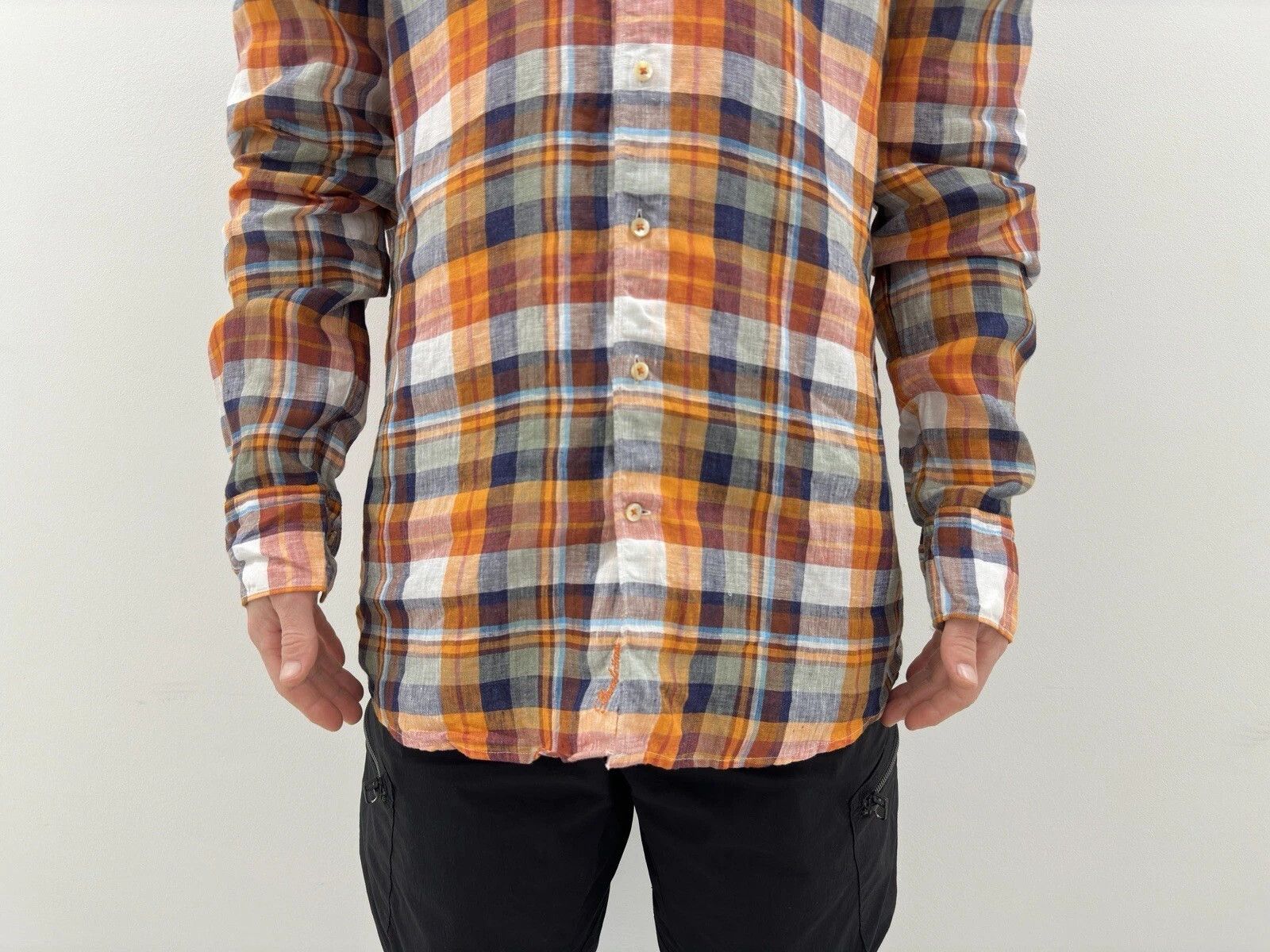 Strenstroms Stenströms Stenstroms Linen Plaid Checked Shirt Mens Buttons Size US L / EU 52-54 / 3 - 5 Thumbnail