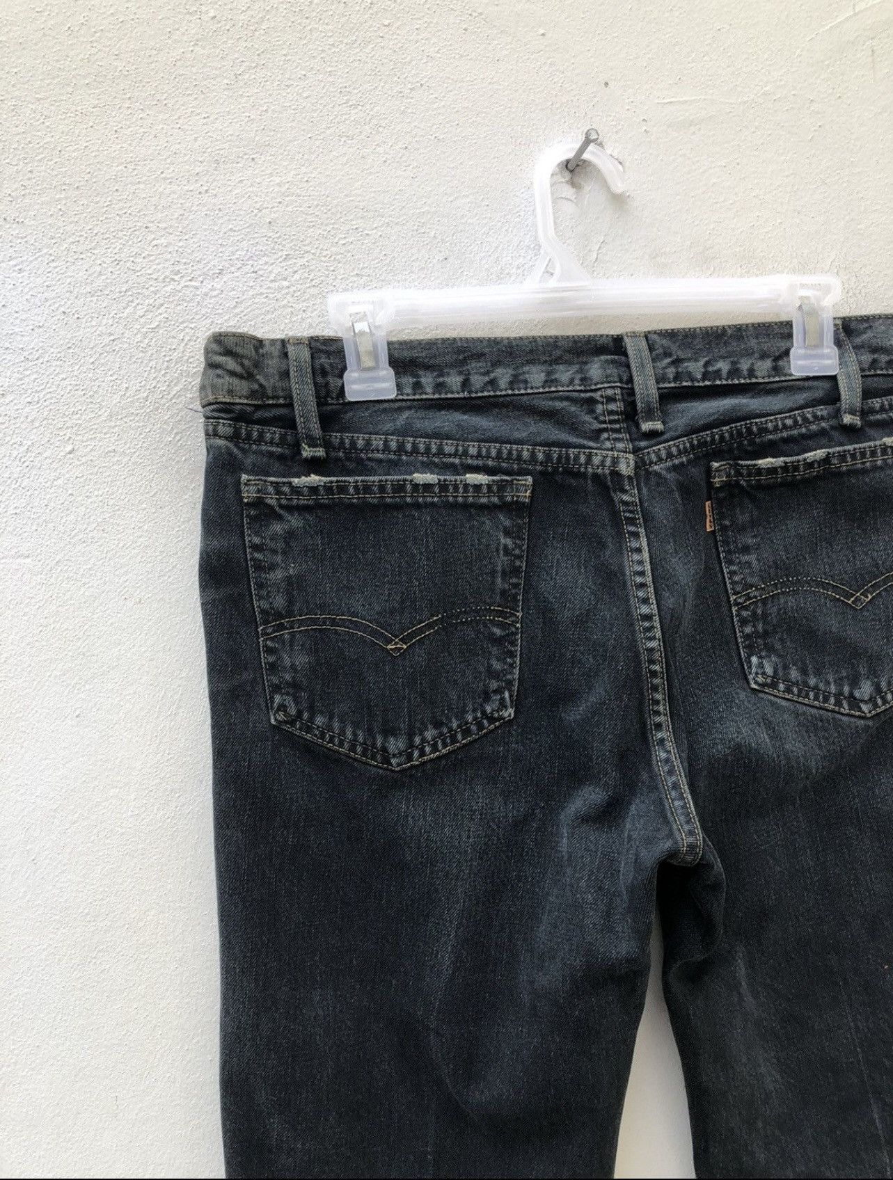 Levi's Vintage Clothing VTG 00s Levi’s 606 Big E Orange Tab Waxed Denim Slim Jeans Size US 33 - 16 Thumbnail