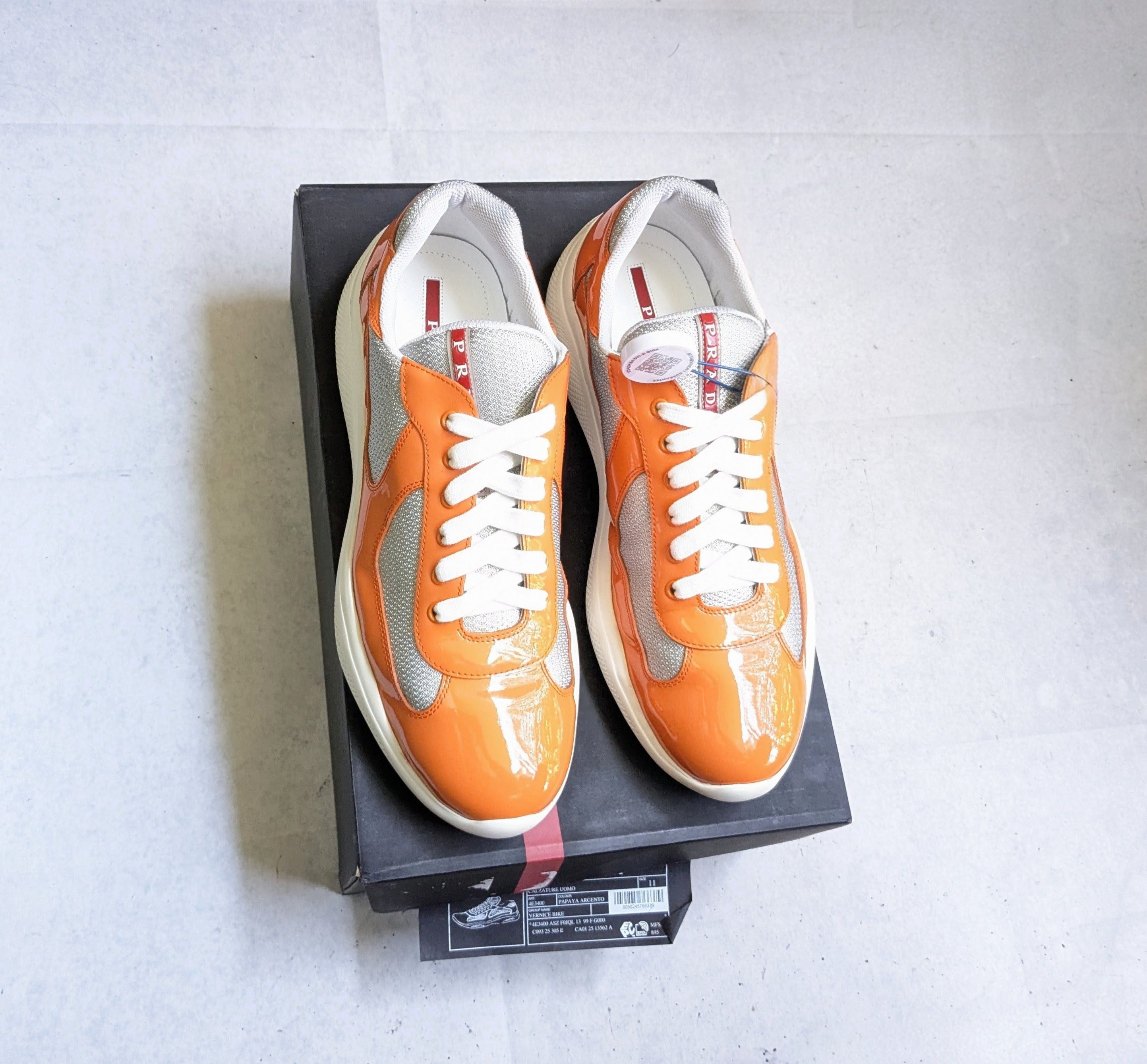 Prada Prada America's Cup Sneakers Orange 12 Patent Low Tops Size US 12 / EU 45 - 1 Thumbnail