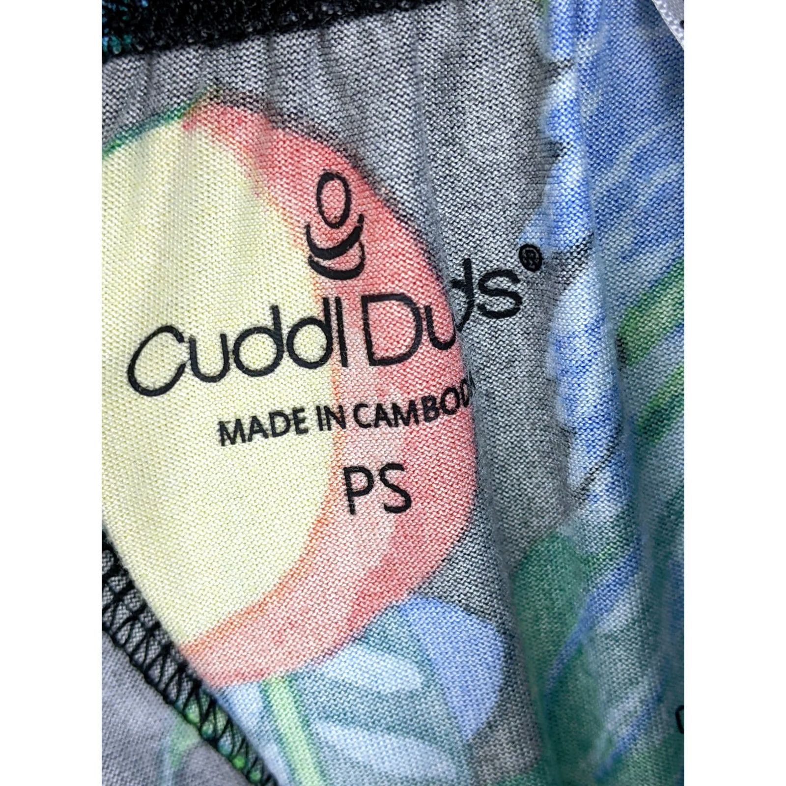Vintage Cuddle Duds Womens PS Green Hawaiian Print Track Pants Stripe Cropped Capri Size 27" / US 4 / IT 40 - 6 Thumbnail
