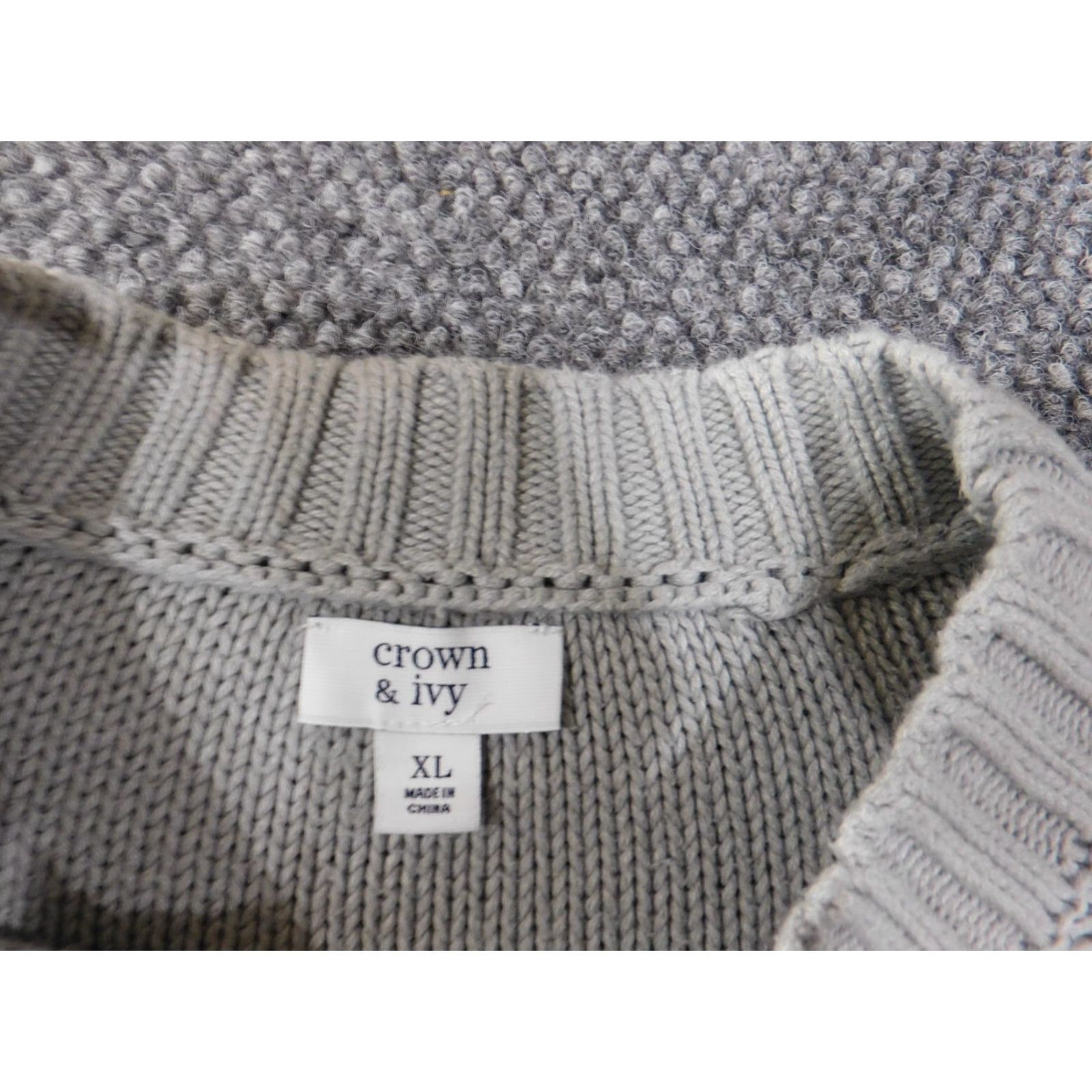 Vintage Crown & Ivy Sweater XL gray pullover Womens geometric stretch cotton crewneck Size XL / US 12-14 / IT 48-50 - 4 Thumbnail