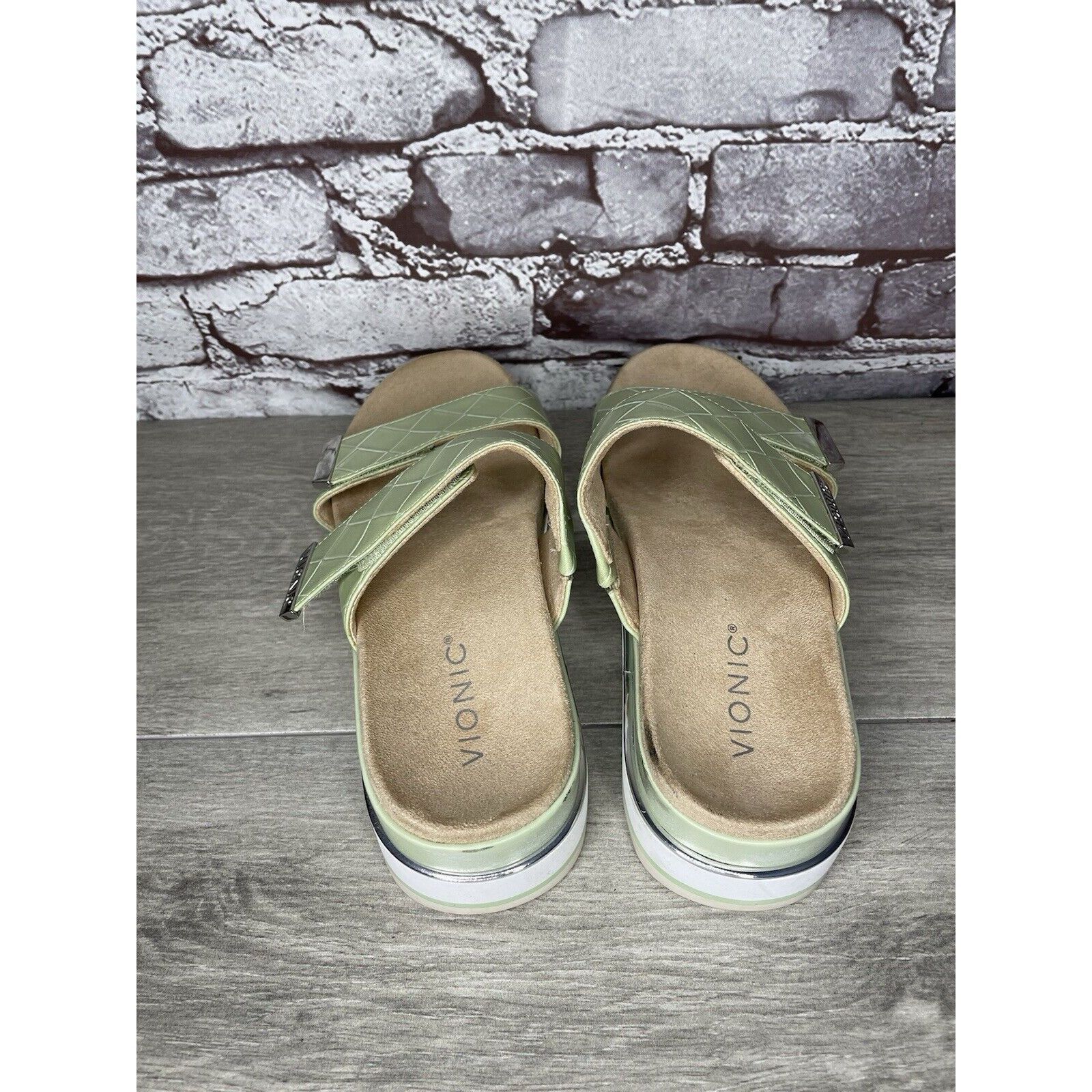 Other Vionic Brandie Mint Green Double Strap Slide Vegan Sandals W Size US 8 / IT 38 - 11 Thumbnail