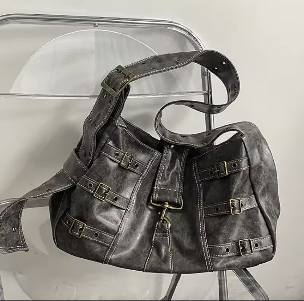 Japanese Brand Vintage Womens Shoulder Bag Large Capacity Punk Size ONE SIZE - 2 Thumbnail