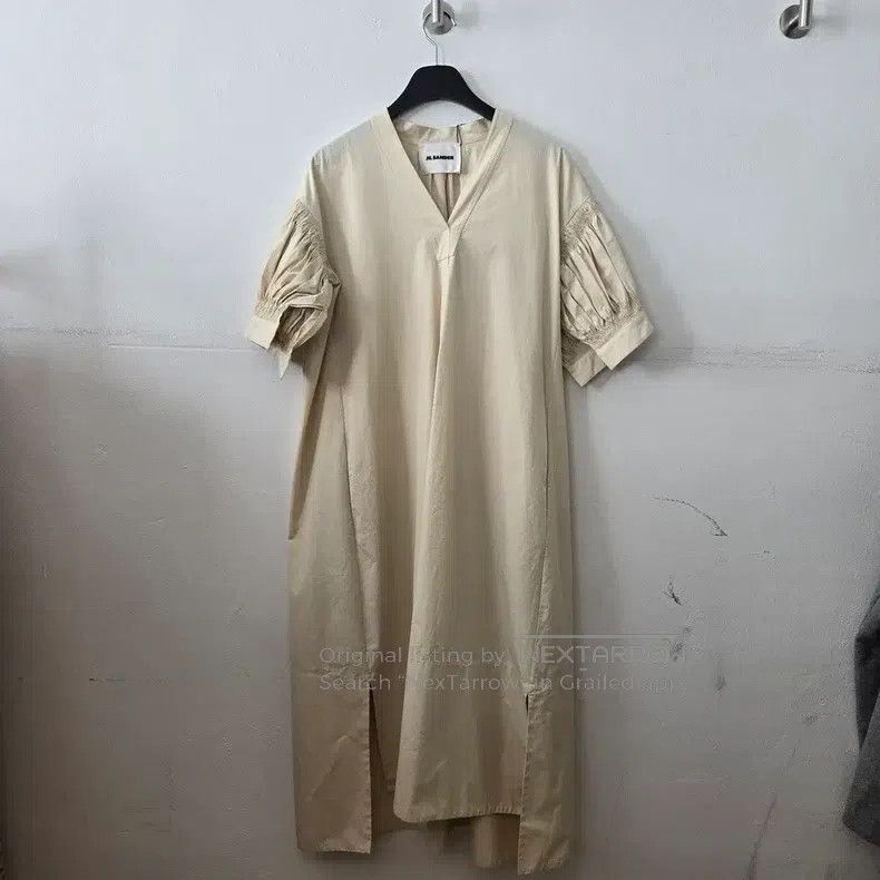 Jil Sander Jil Sander size 36 V-neck cotton dress with short sleeves Size M / US 6-8 / IT 42-44 - 1 Thumbnail
