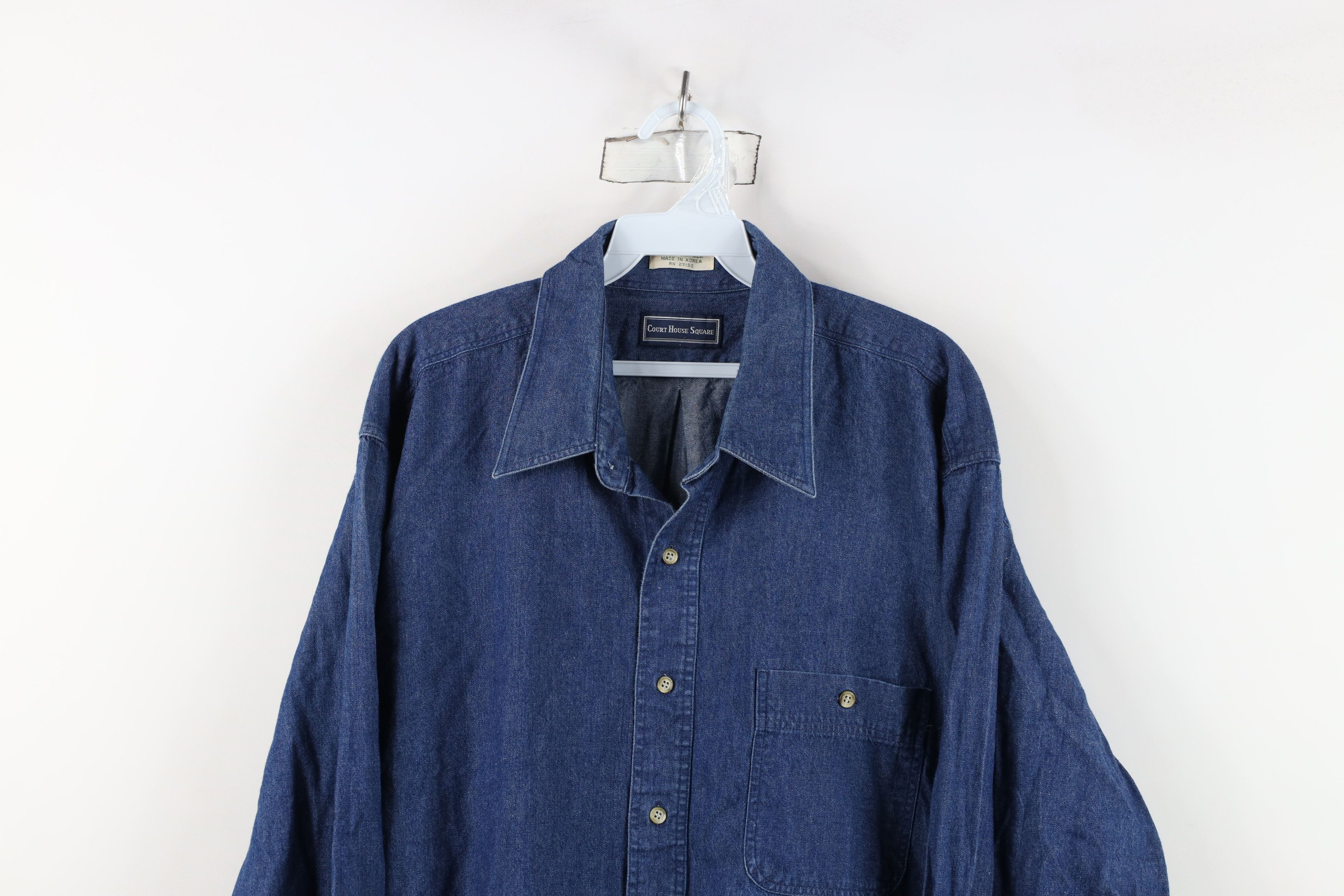 Vintage Vintage 90s Streetwear Collared Denim Jean Button Shirt Size US M / EU 48-50 / 2 - 2 Thumbnail