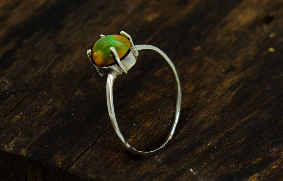 Handmade Ethiopian Opal Ring: Handmade 925K Silver, Multi-Fire Size ONE SIZE - 4 Thumbnail