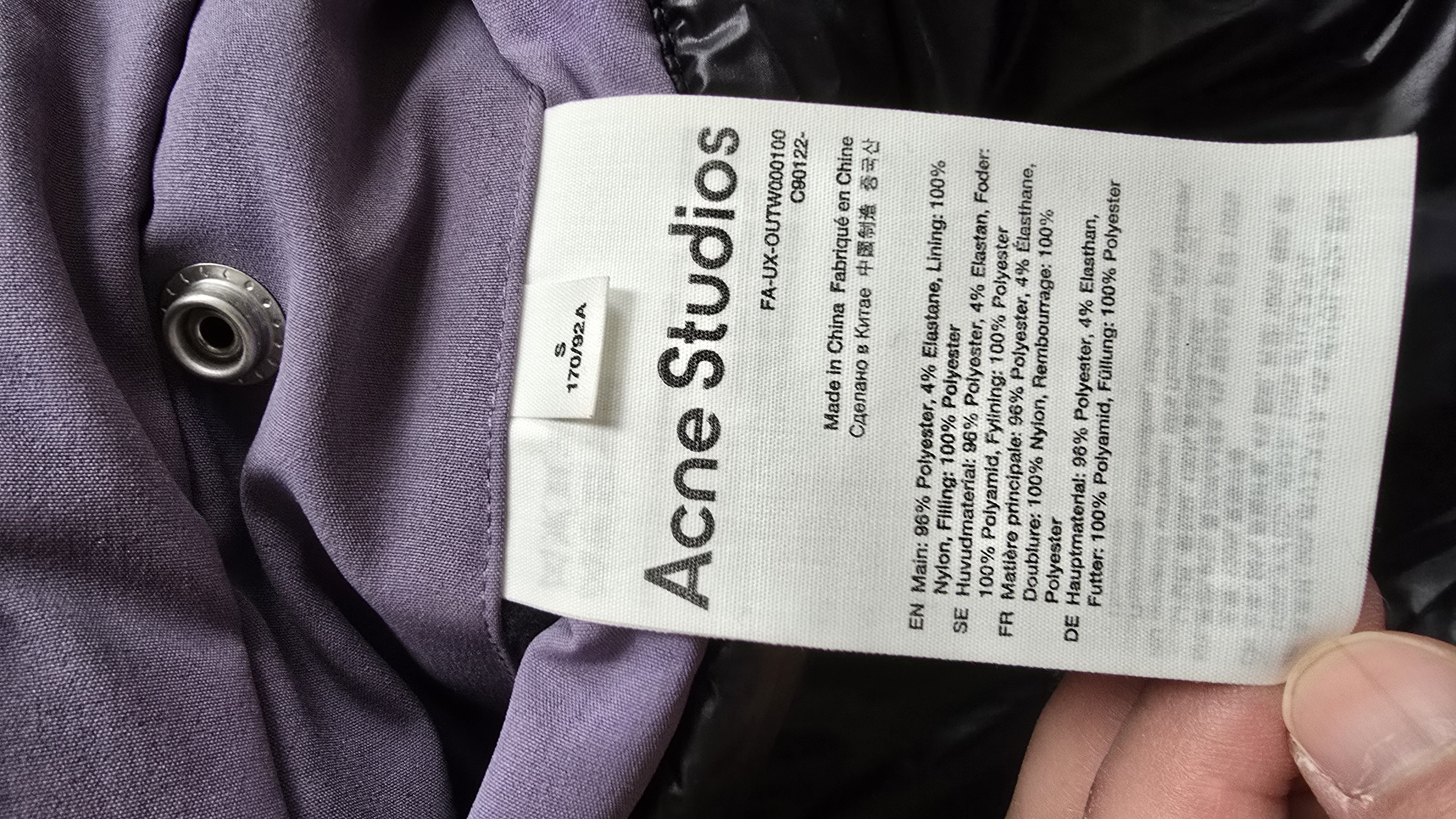 Acne Studios Acne studios heat reactive purple puffer xs Size US S / EU 44-46 / 1 - 2 Thumbnail