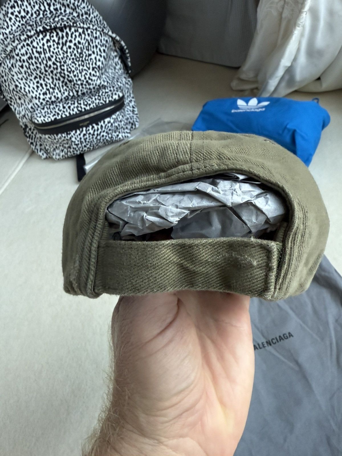 Balenciaga Balenciaga x Demna khaki military logo cap hat Grail L Size ONE SIZE - 7 Thumbnail