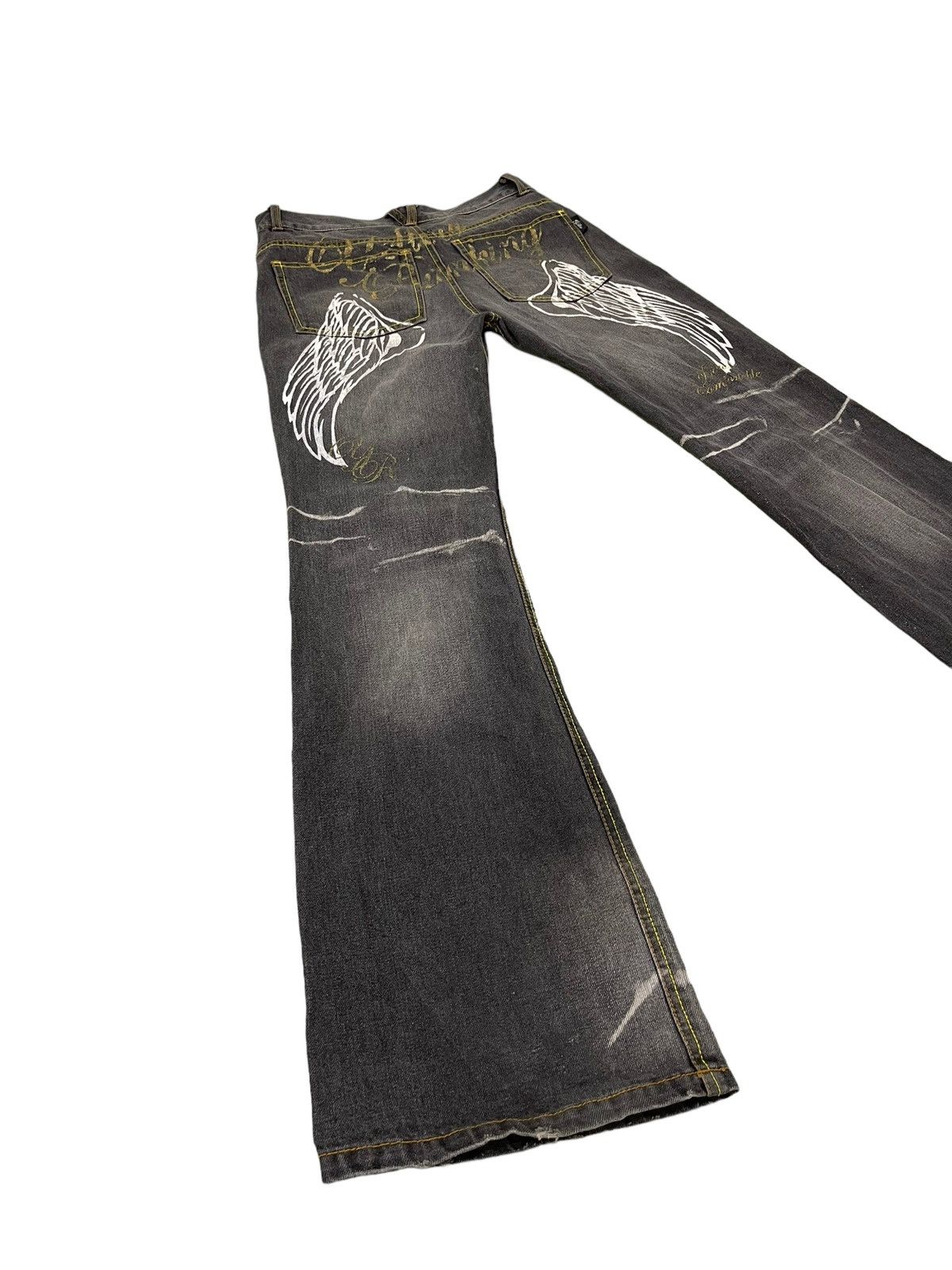 Japanese Brand Flare Jeans Yellow Ranking Distress Faded Boot Cut 7🟦4 Size US 31 - 12 Thumbnail