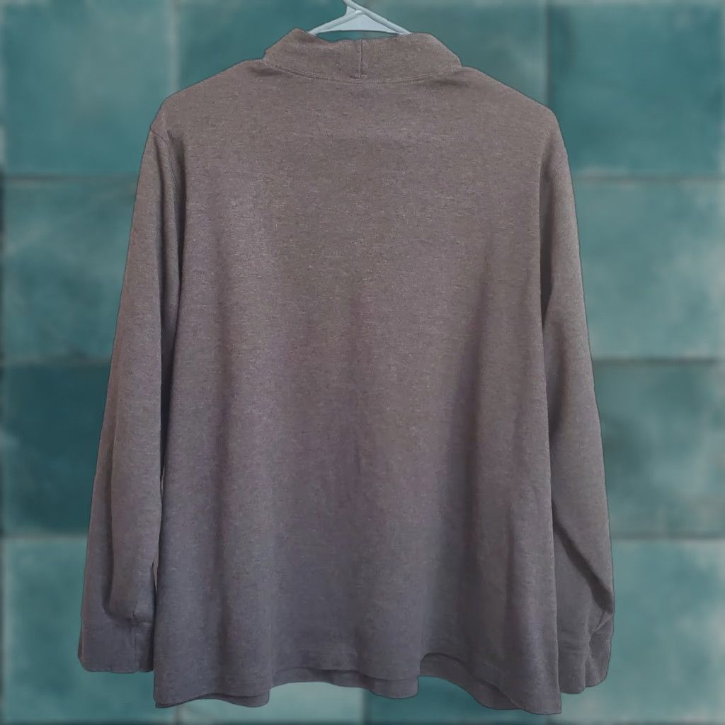 Lands' End Lands' End Top Womens 2X 20/22 Gray Mock Neck Long Sleeve Relaxed Fit Shirt Size XXL / US 16-18 / IT 52-54 - 1 Thumbnail