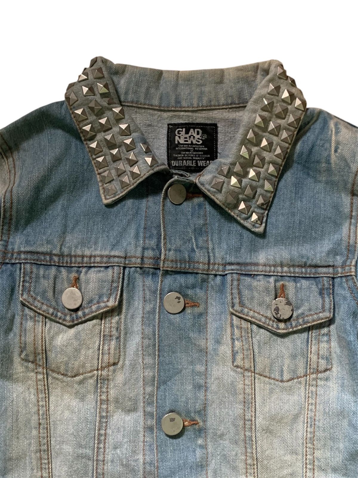 Japanese Brand Glad News big Art studded skull denim Jacket Size US S / EU 44-46 / 1 - 3 Thumbnail