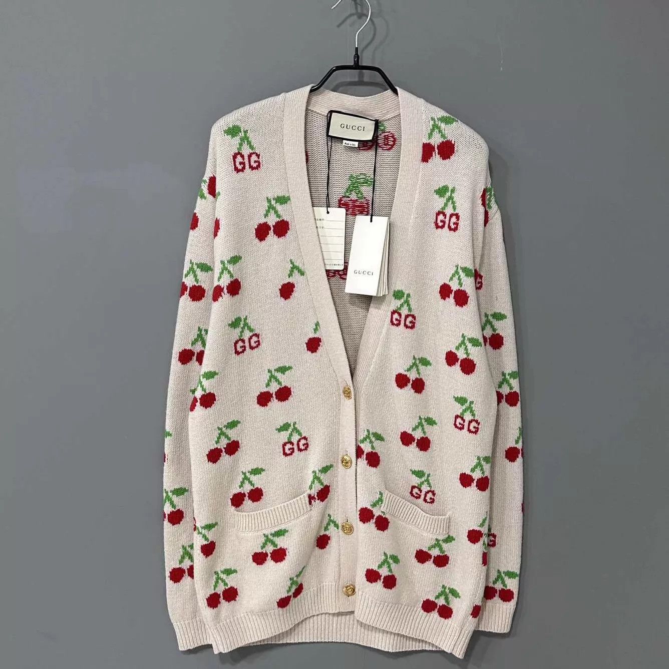 Gucci GUCCI Cherry Logo Wool Cardigan S Size S / US 4 / IT 40 - 1 Thumbnail