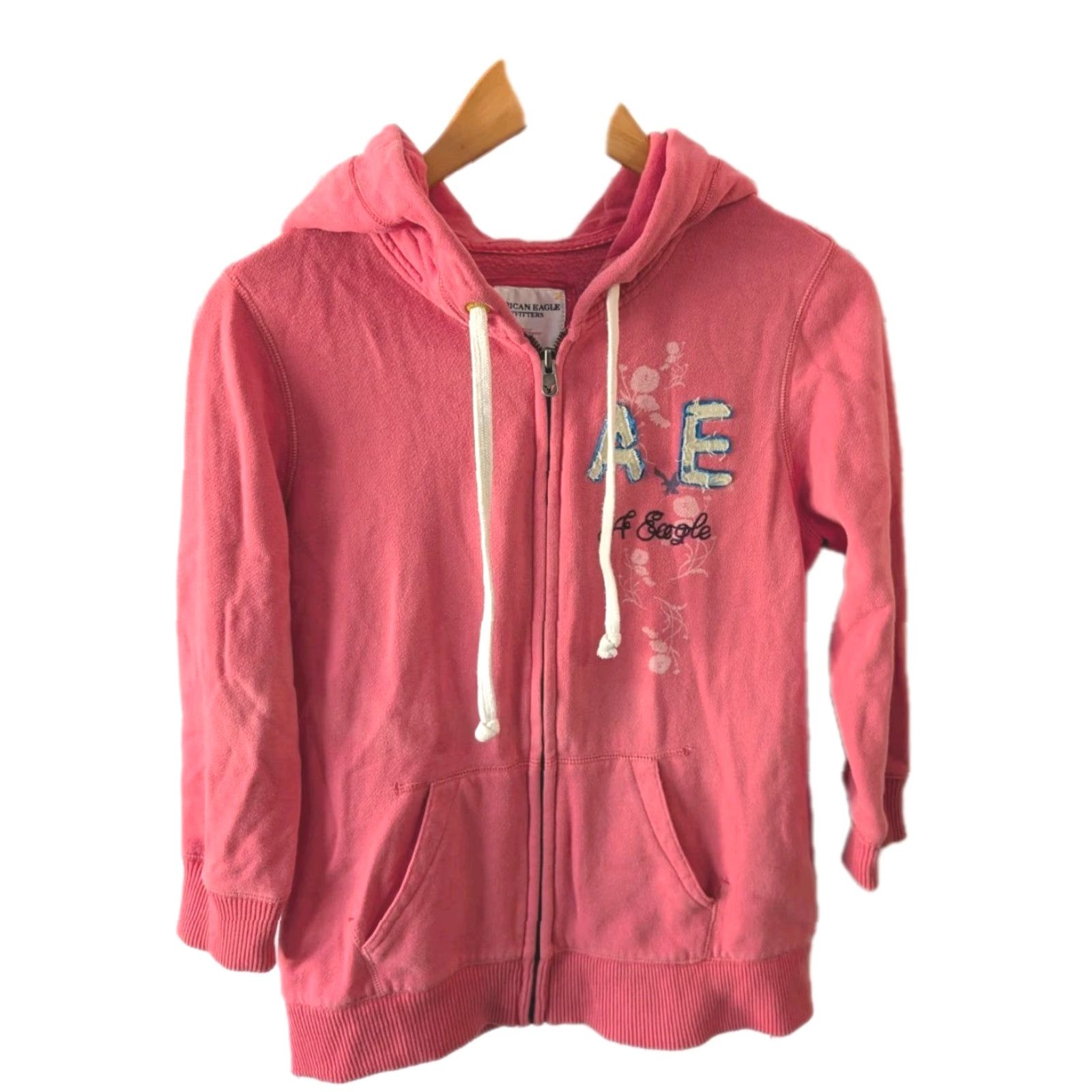 American Eagle Outfitters American Eagle Outfitters Fleece Hoodie Jacket M Pink Zipup Pockets Logo Embroidered Full Zip Hoodie Womens Size M / US 6-8 / IT 42-44 - 2 Thumbnail