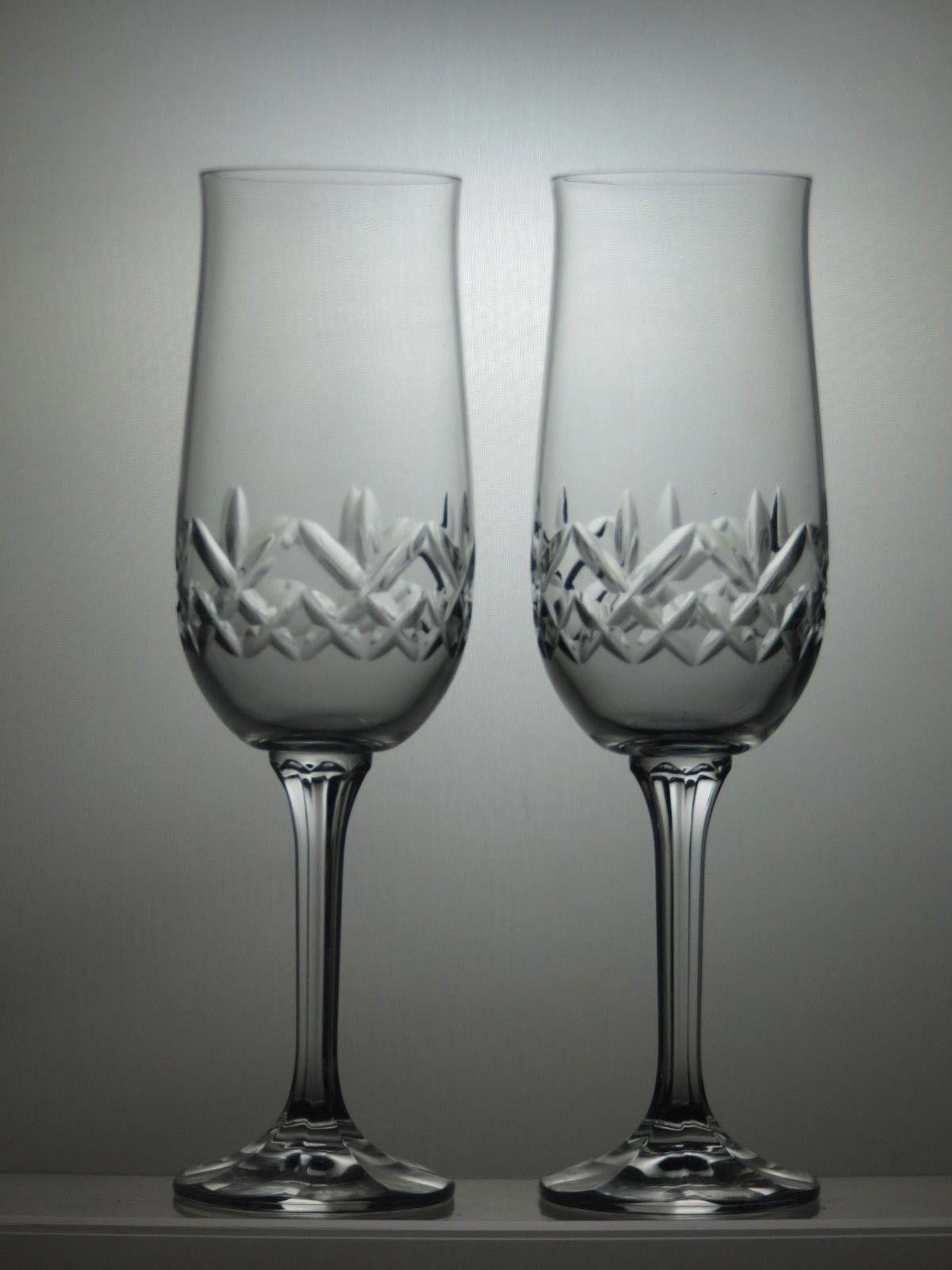 The Unbranded Brand Cut Glass Lead Crystal Set Of 2 Champagne Flutes 7 3/4" Size ONE SIZE - 2 Thumbnail