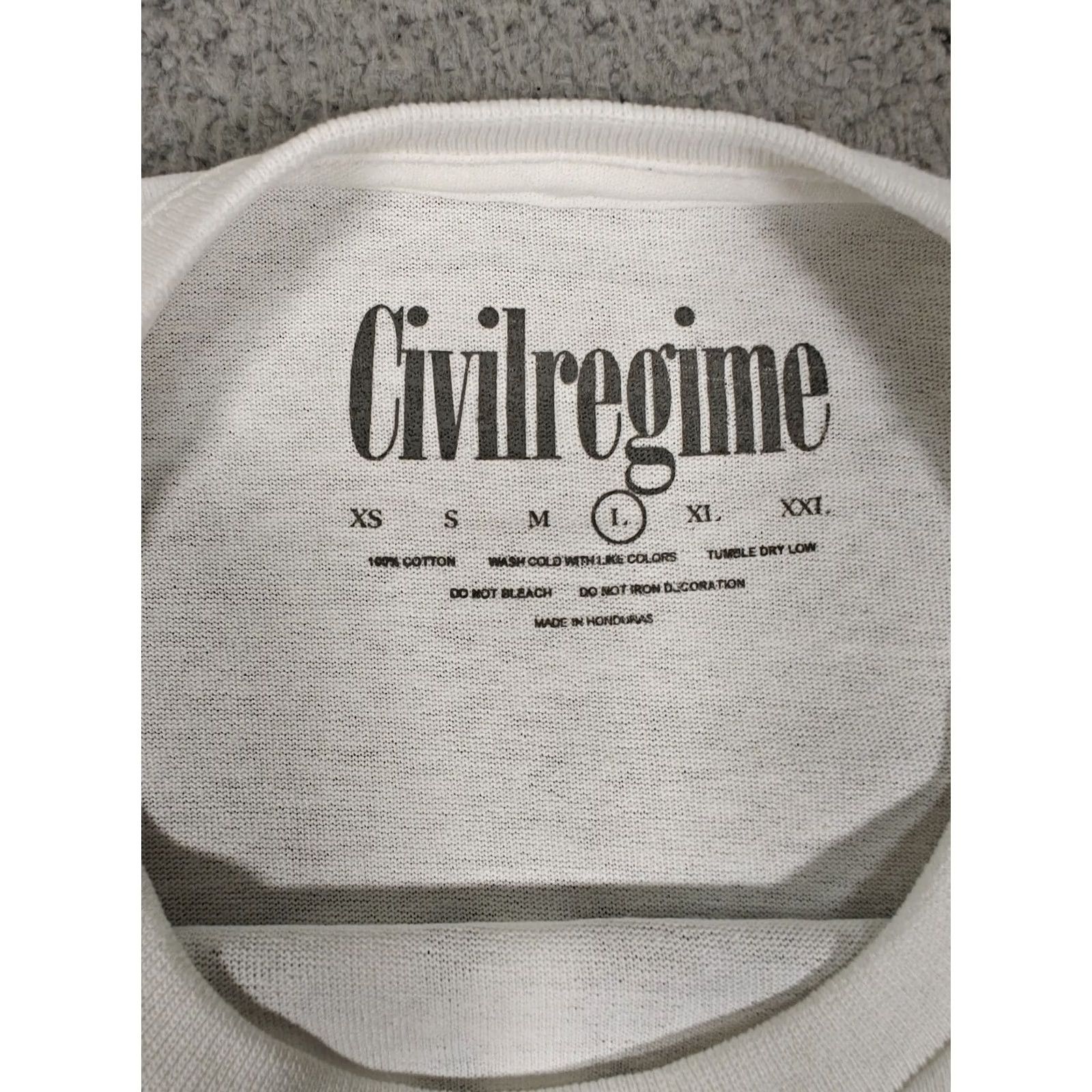 Vintage Civil Regime Shirt Mens Large White Skull Snake Rose Flames Graphic Streetwear Size US L / EU 52-54 / 3 - 2 Thumbnail