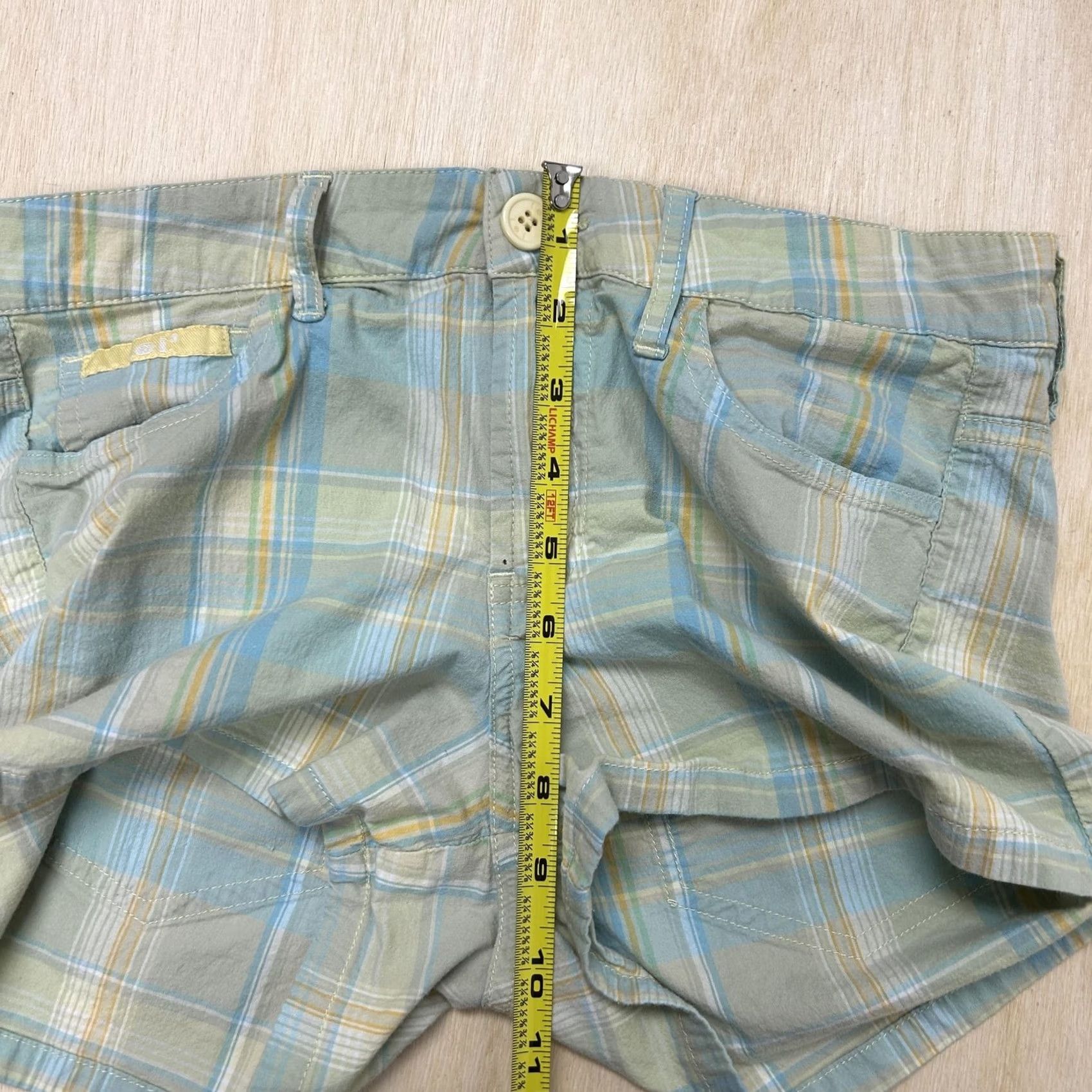 L.E.I. L.e.i. Shorts Womens 7 Blue Plaid Twill Chino Flat Stretch Casual Summer Size 28" / US 6 / IT 42 - 6 Thumbnail