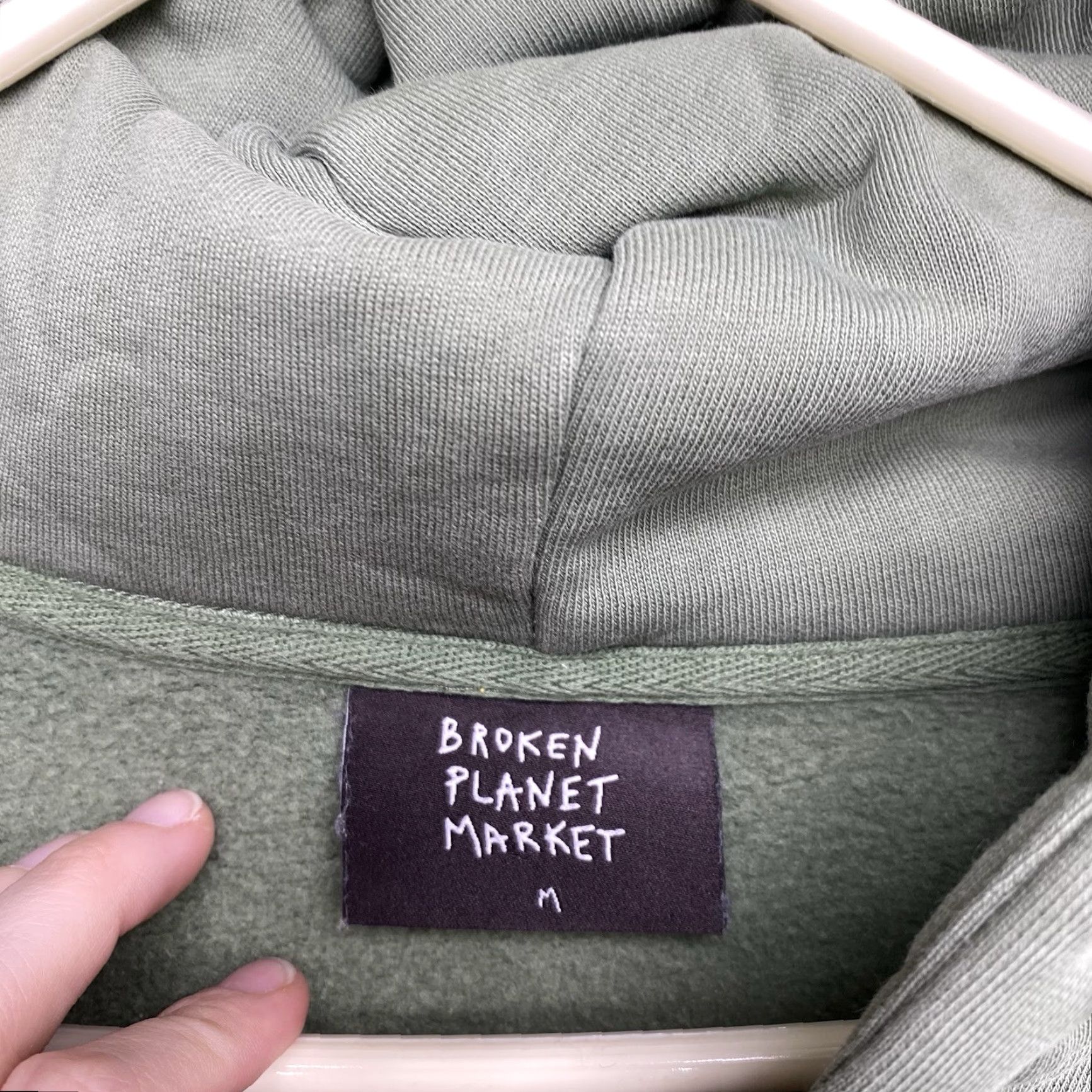 Broken Planet BROKEN PLANET Hoodie Mens Medium Olive Green Space Full Zip Knit Cotton Logo Embroidered 2000s Trend Graphic Print Hip Hop Jacket Size US M / EU 48-50 / 2 - 5 Thumbnail