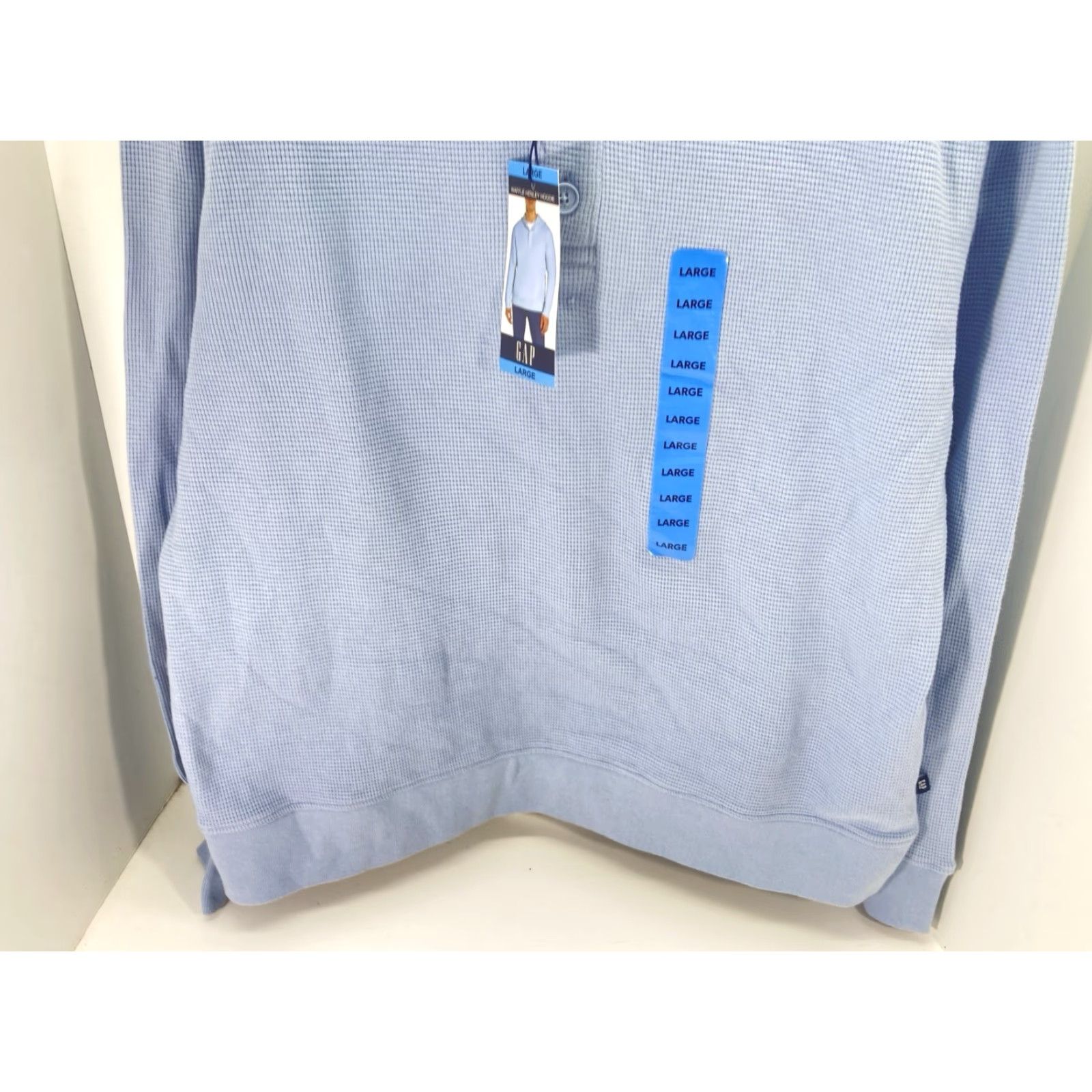 Gap VINTAGE Gap Waffle Henley Hoodie Shirt Men Large Blue Long Sleeve Pullover NWT Size US L / EU 52-54 / 3 - 3 Thumbnail