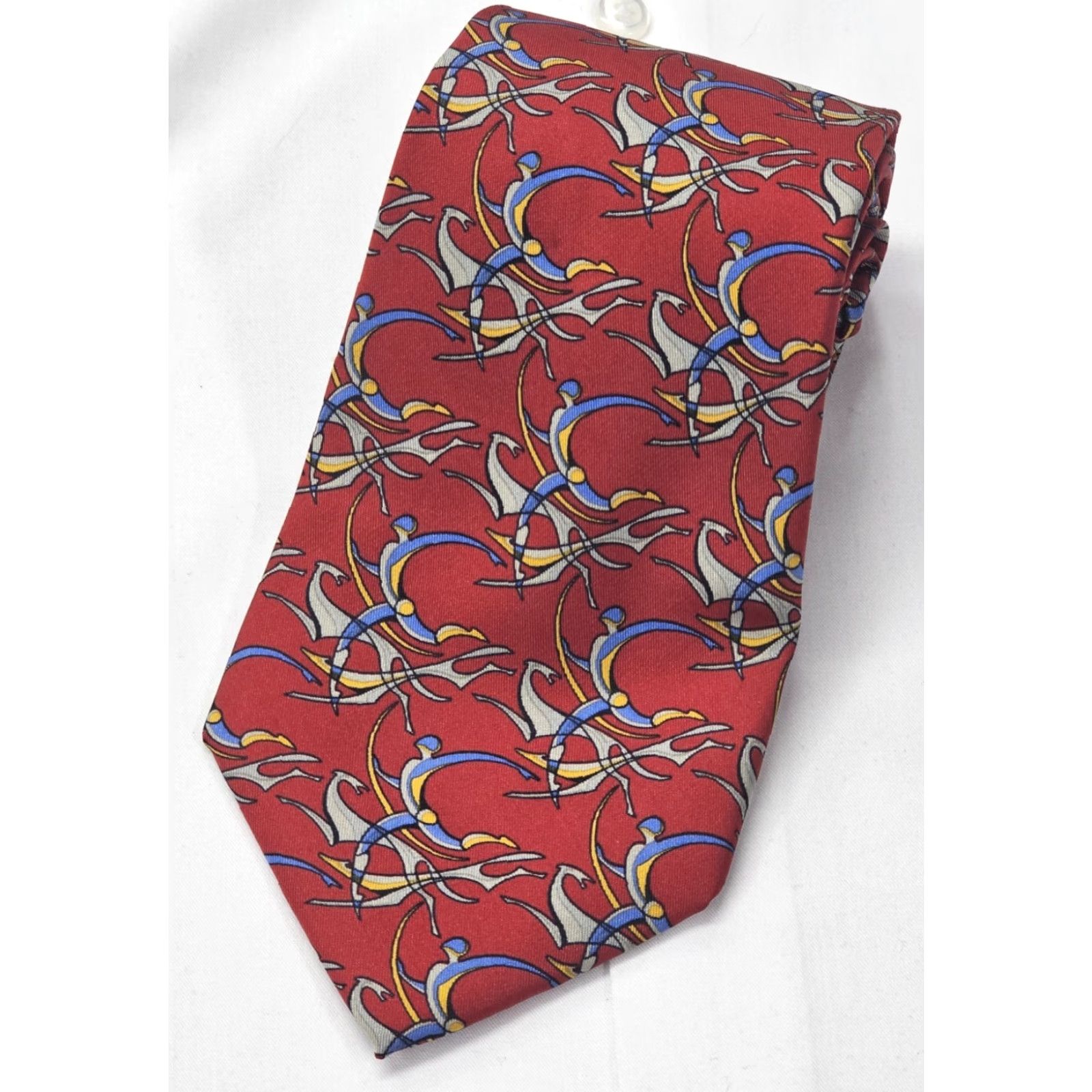 Salvatore Ferragamo Salvatore Ferragamo Tie Mens Red Renaissance Archer Running Dog Luxury Size ONE SIZE - 2 Thumbnail
