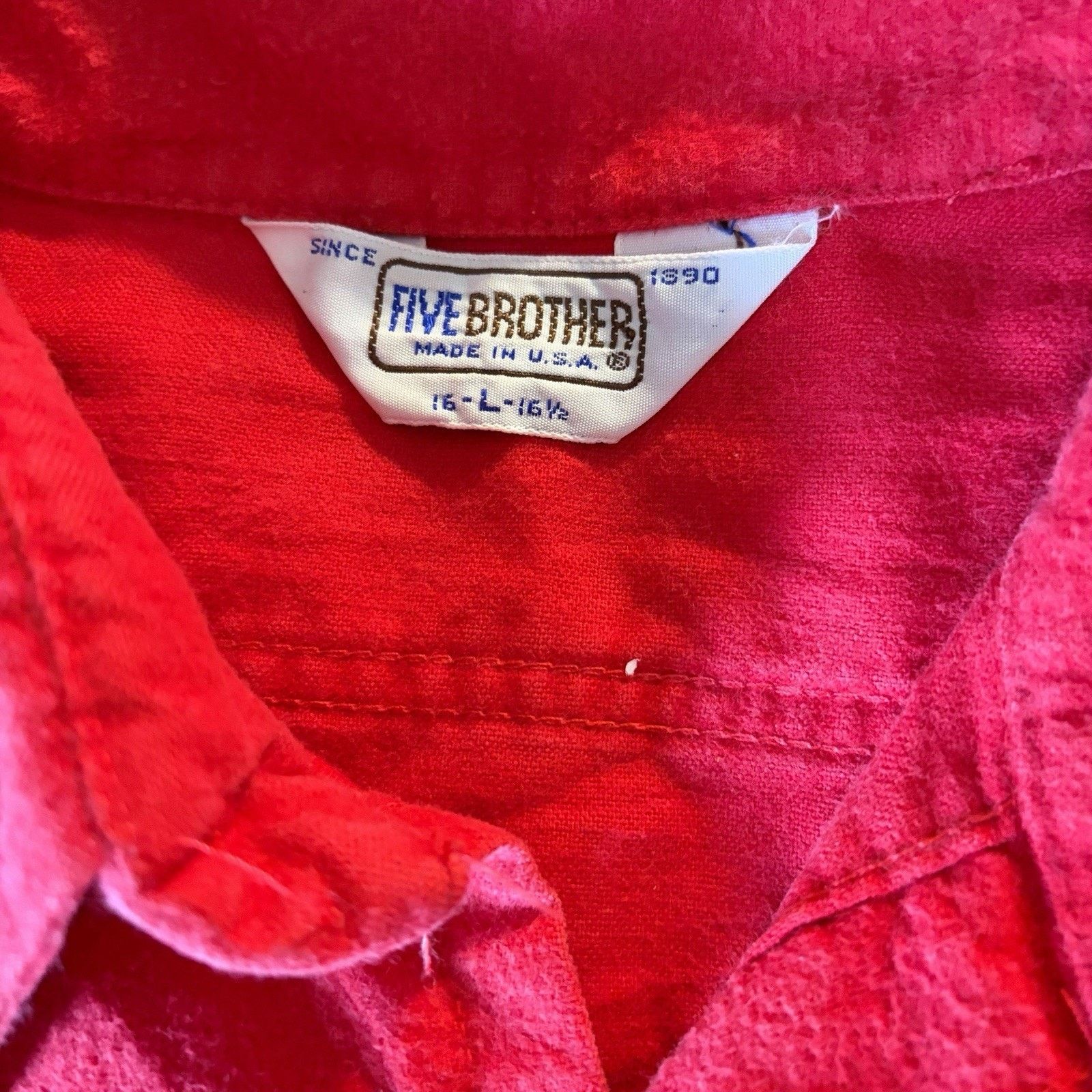 FiveBrother Vtg 80s FiveBrother Chamois Work Shirt Large 16 embroidered Size US L / EU 52-54 / 3 - 2 Thumbnail