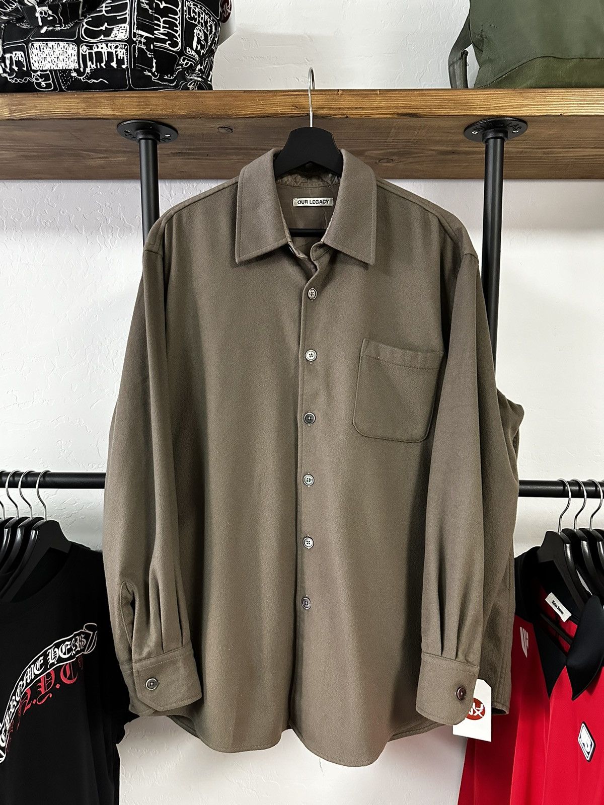 Pre-owned Our Legacy Above Shirt Dark Olive Melton