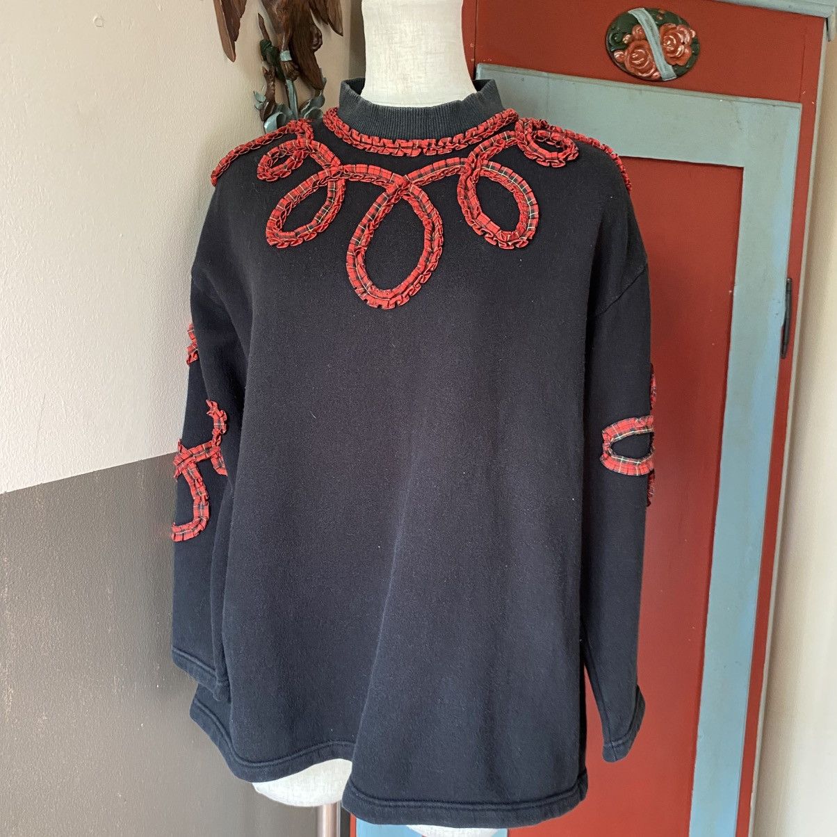 Kenzo KENZO Black Top with Red Loop Embroidery Size M / US 6-8 / IT 42-44 - 17 Thumbnail