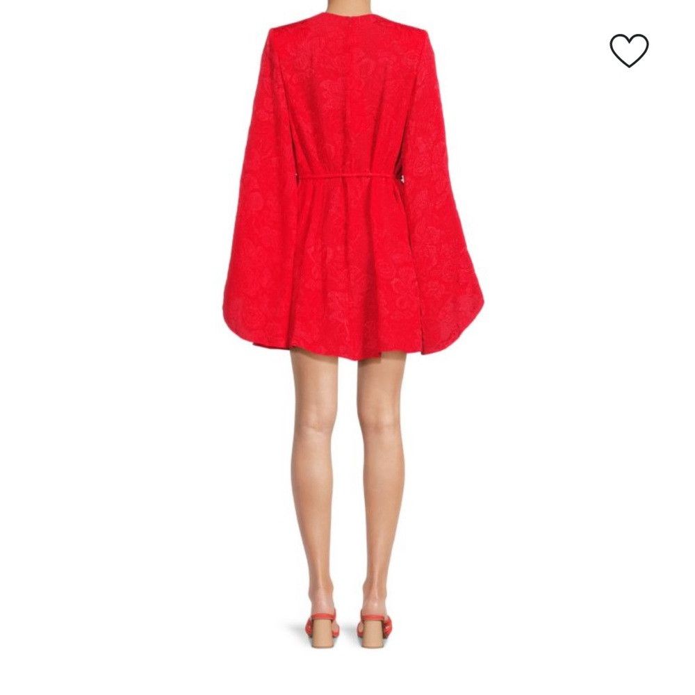 Stella McCartney New | STELLA MCCARTNEY Delia Floral Embossed Silk Dress Red Size M / US 6-8 / IT 42-44 - 2 Thumbnail