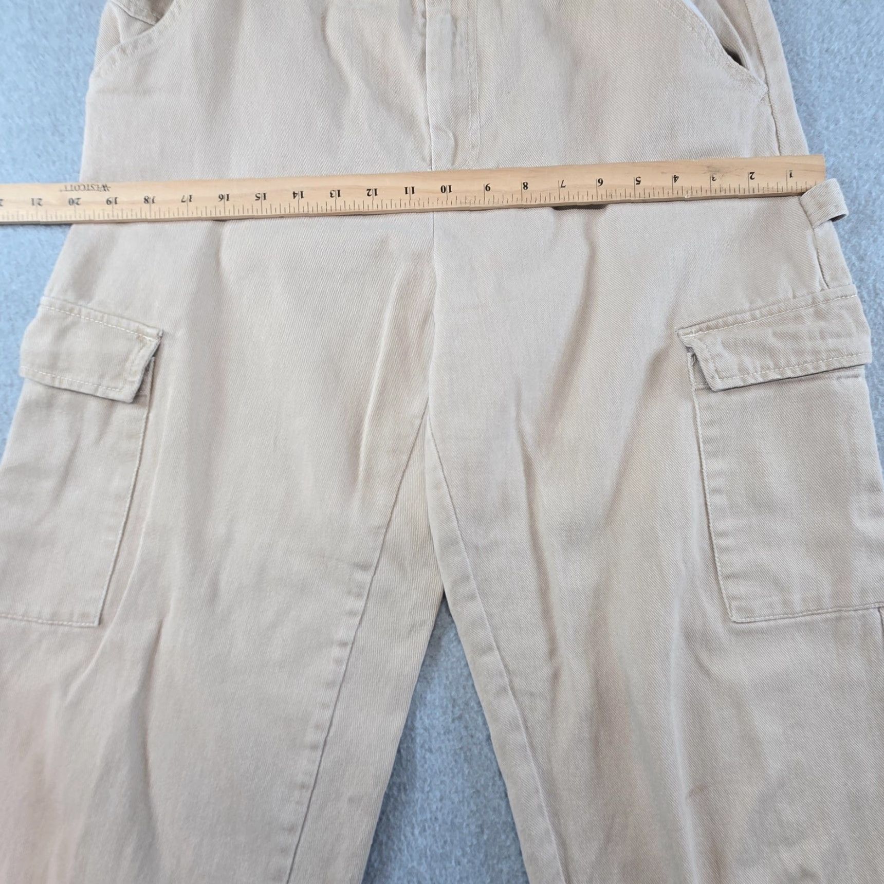 Sandy Liang SANDY LIANG Pants Womens 4 Beige Cargo Twill Cotton Pockets Zip Closure Straight Leg Size 27" / US 4 / IT 40 - 3 Thumbnail