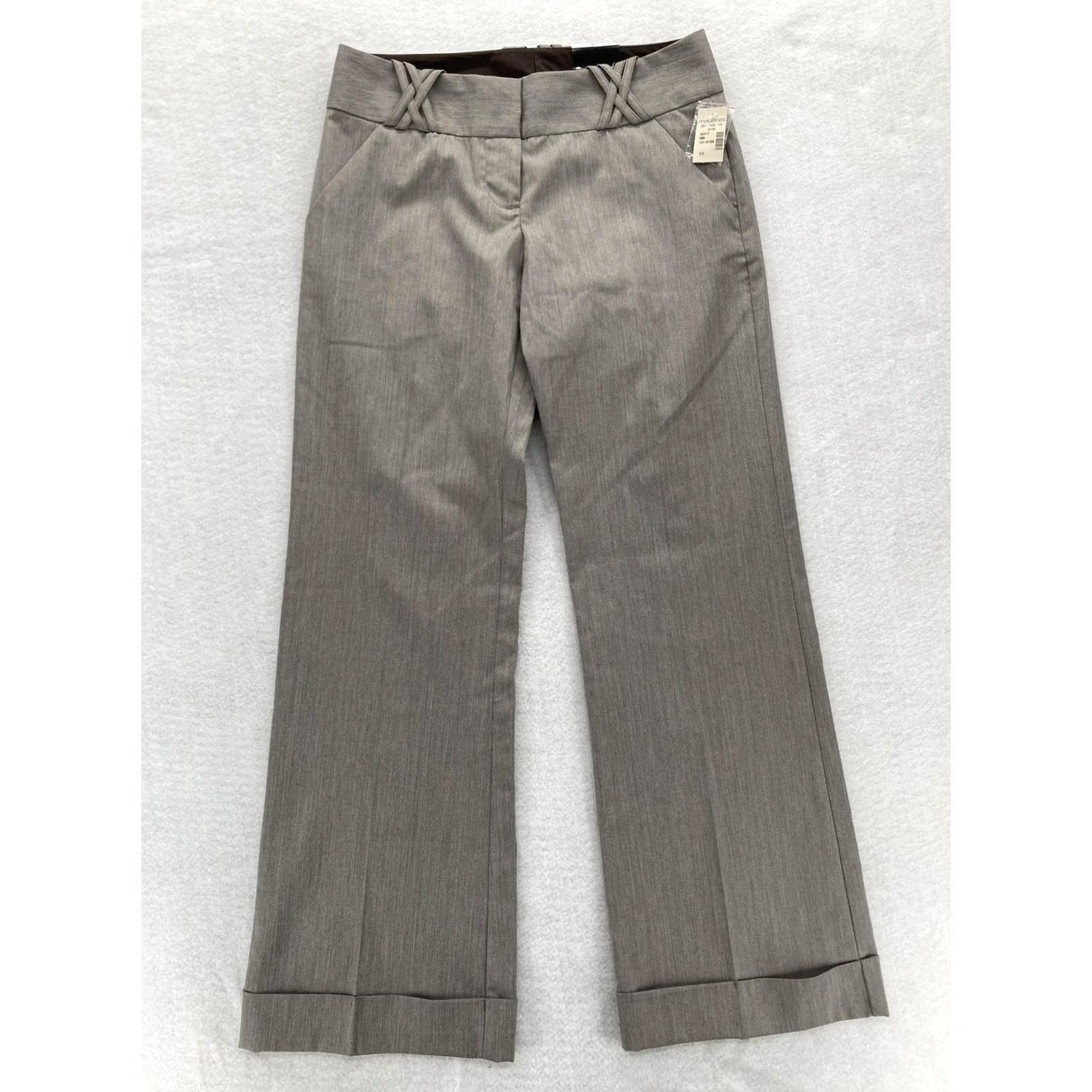 Vintage Maurices Pants Womens 5/6 Gray Modern Dress Slacks Wide Leg Career Office NWT Size 28" / US 6 / IT 42 - 2 Thumbnail