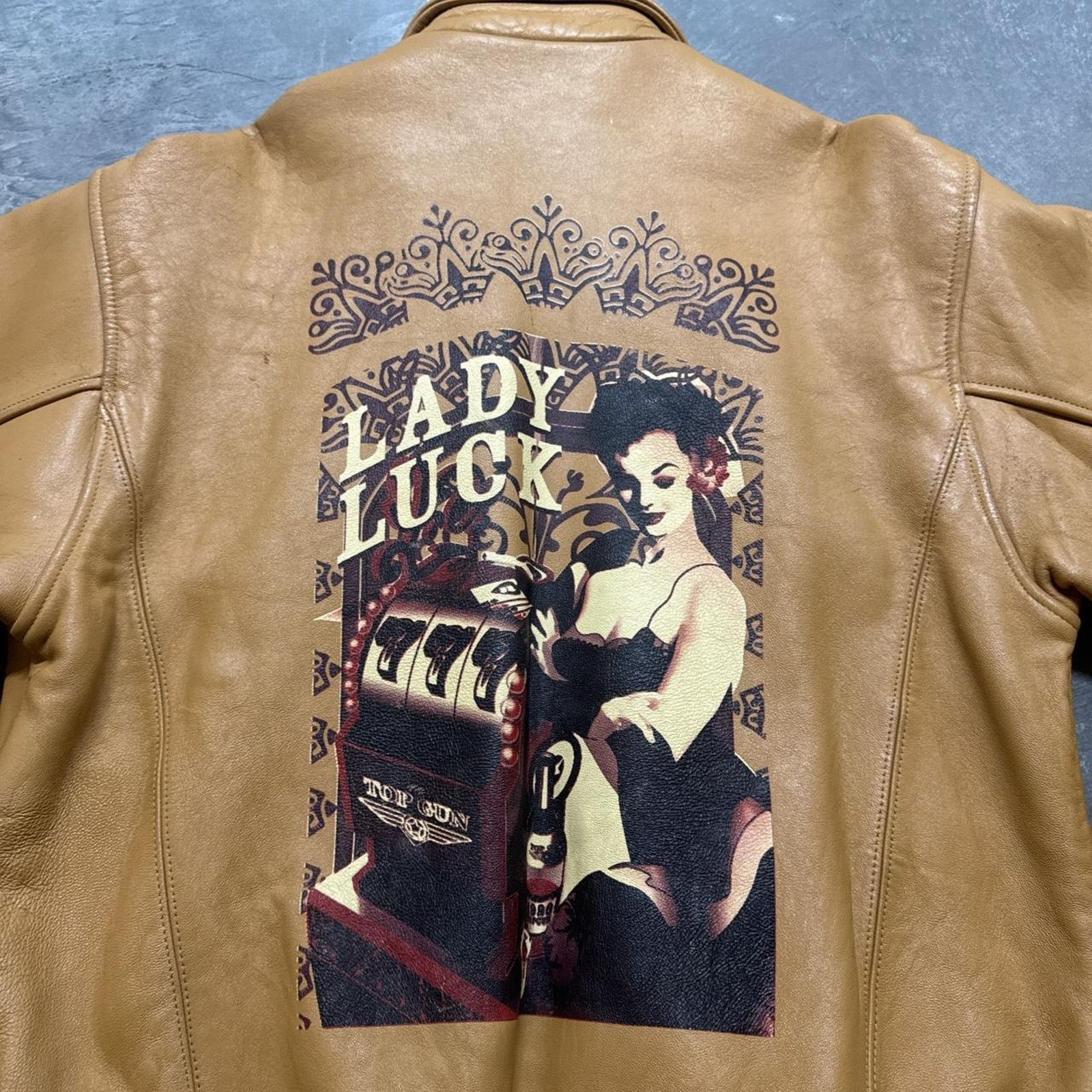 Vintage Vintage Casino LadyLuck PinUp Girl Hiphop Rap Leather Jacket Size US M / EU 48-50 / 2 - 7 Thumbnail